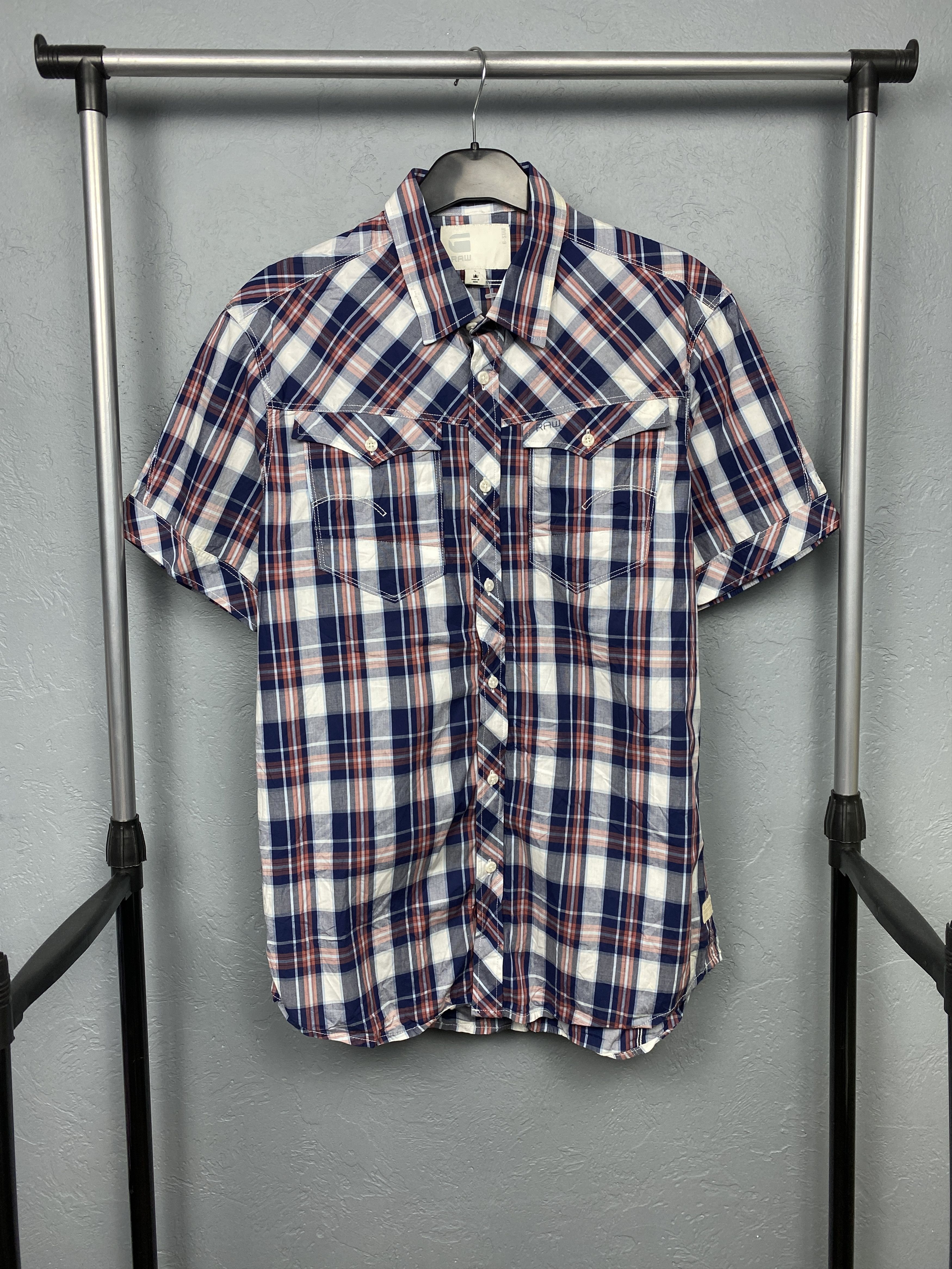 G-Star G Star Raw Vintage Mens Arc 3D Short Sleeve Plaid Shirt Size US L / EU 52-54 / 3 - 1 Thumbnail
