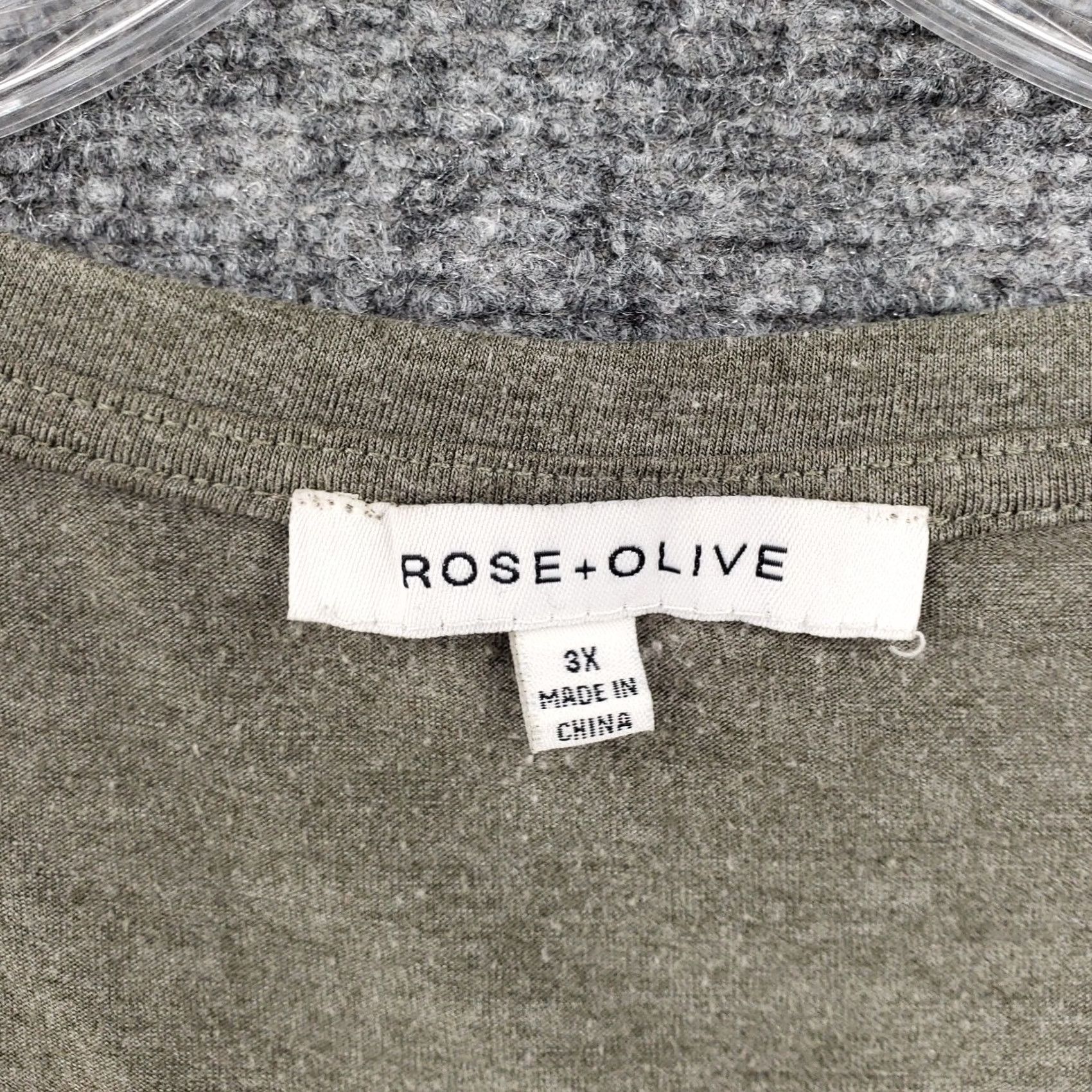 Vintage Rose Olive Womens 3X Plus Grey V Neck Size Shirt Size XXL / US 16-18 / IT 52-54 - 7 Thumbnail