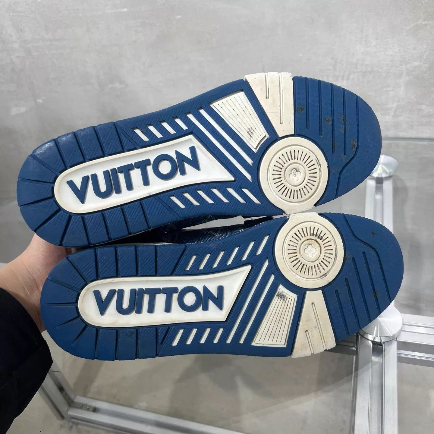 Louis Vuitton LV Trainer White Blue Denim UK4 Size US 6.5 / IT 36.5 - 7 Thumbnail