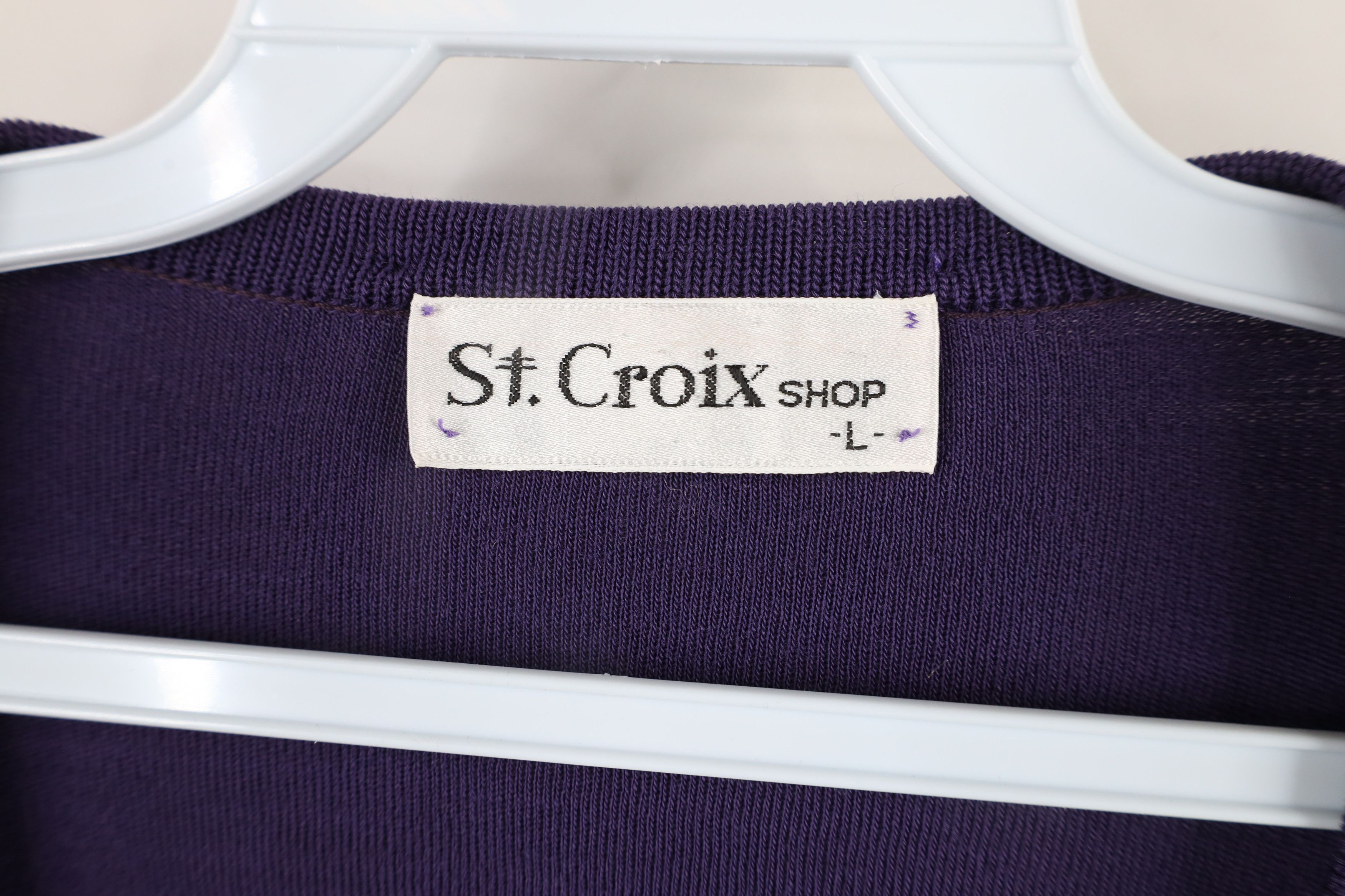 St. Croix × Vintage Vintage 90s St Croix Wool Knit V-Neck Sweater Purple USA Size US L / EU 52-54 / 3 - 8 Thumbnail