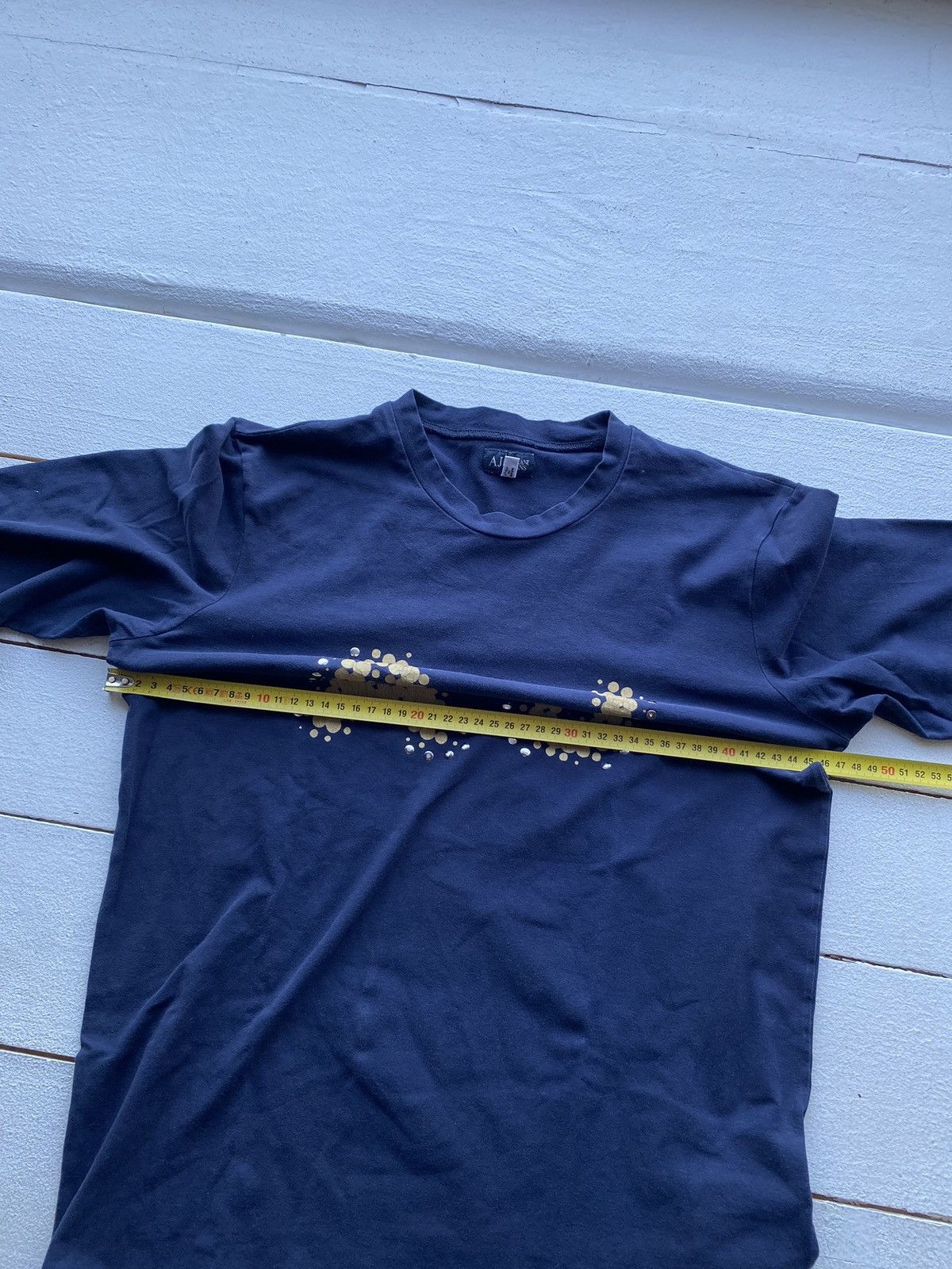 VNTG Armani Jeans Giorgio Blue Womens Long Sleeve Tee Logo