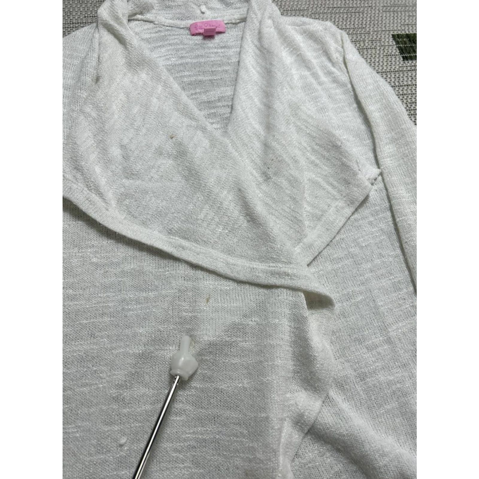 Lilly Pulitzer Lilly Pulitzer Cardigan Sweater Womens Small Open Front Knit Classic White Size S / US 4 / IT 40 - 6 Thumbnail
