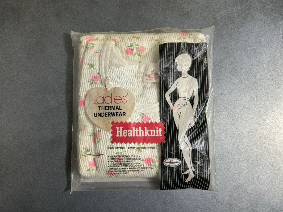 Hanes × Vintage 1970s Healthknit Thermal Vintage Floral Print Waffle Knit Size M / US 6-8 / IT 42-44 - 3 Thumbnail