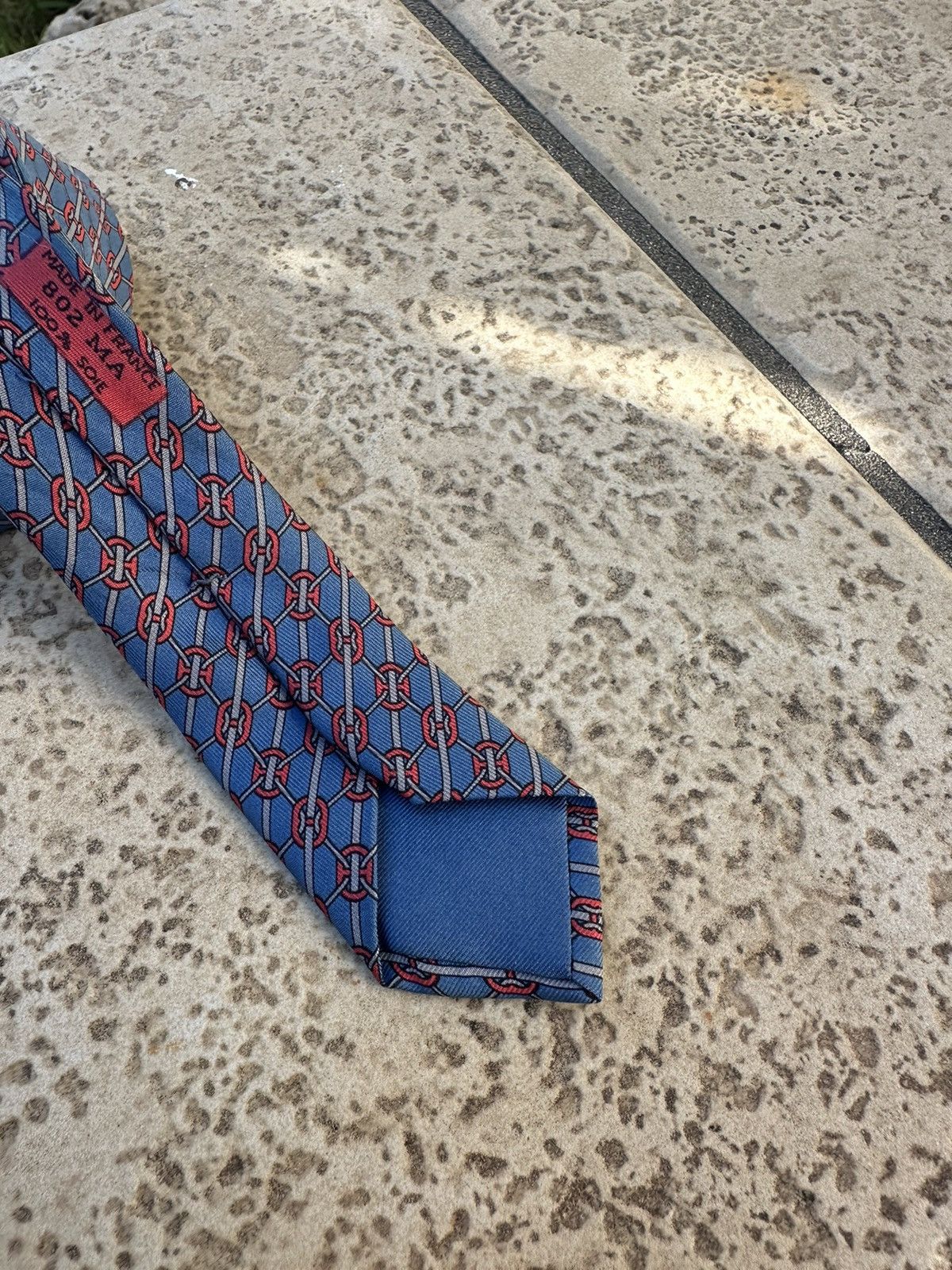 Hermes Hermès Silk Blue Tie Size ONE SIZE - 4 Thumbnail