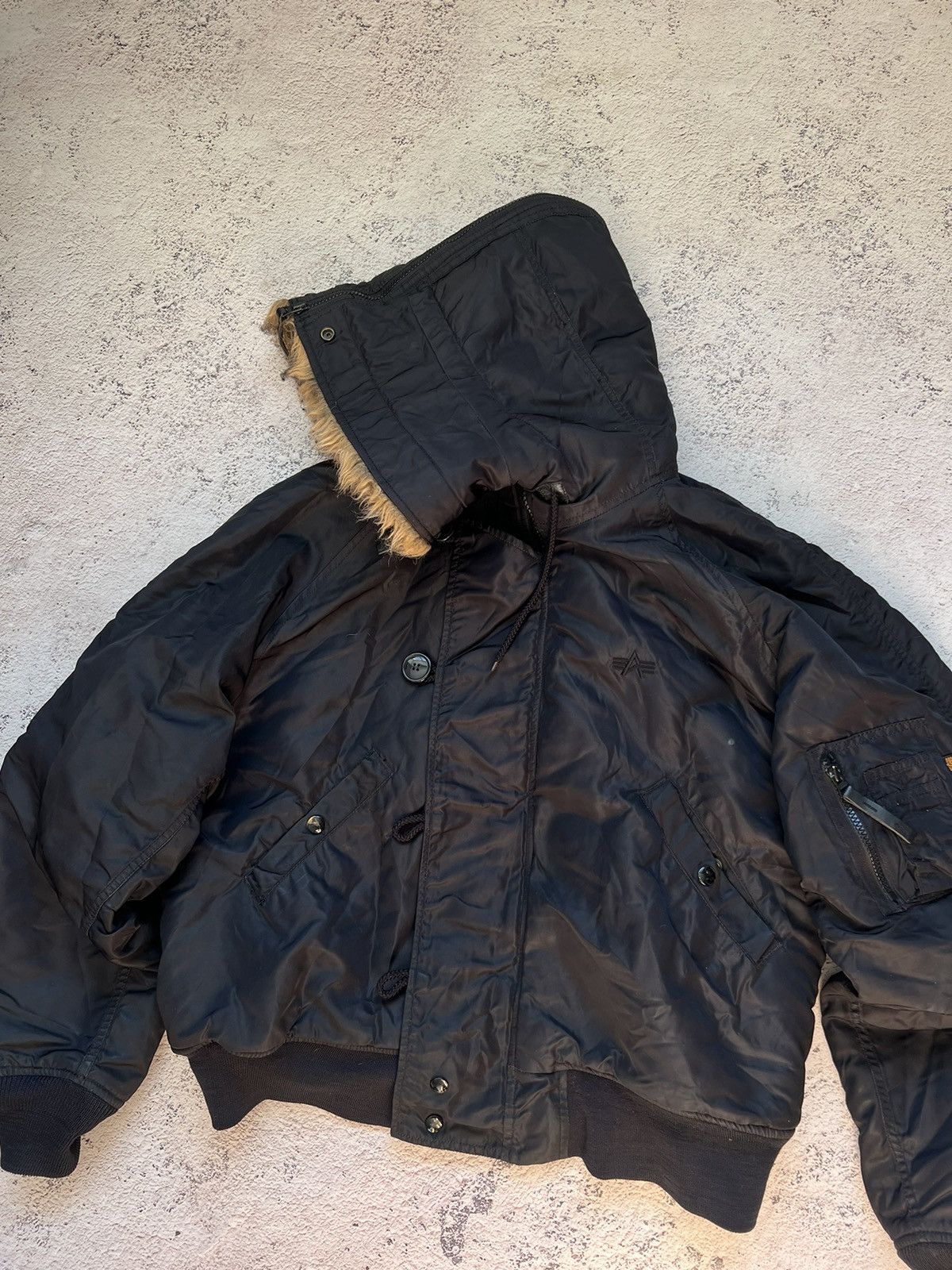 If Six Was Nine × Le Grande Bleu (L.G.B.) Y2K VINTAGE MOHAIR FUZZY FLUFFY FUR HOOD FAUX BOMBER JACKET Size US M / EU 48-50 / 2 - 5 Thumbnail