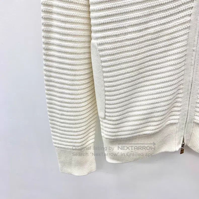 Loro Piana Loro Piana Off-white Ribbed Pure Silk Hooded Zip-up Long S Size XS / US 0-2 / IT 36-38 - 4 Thumbnail
