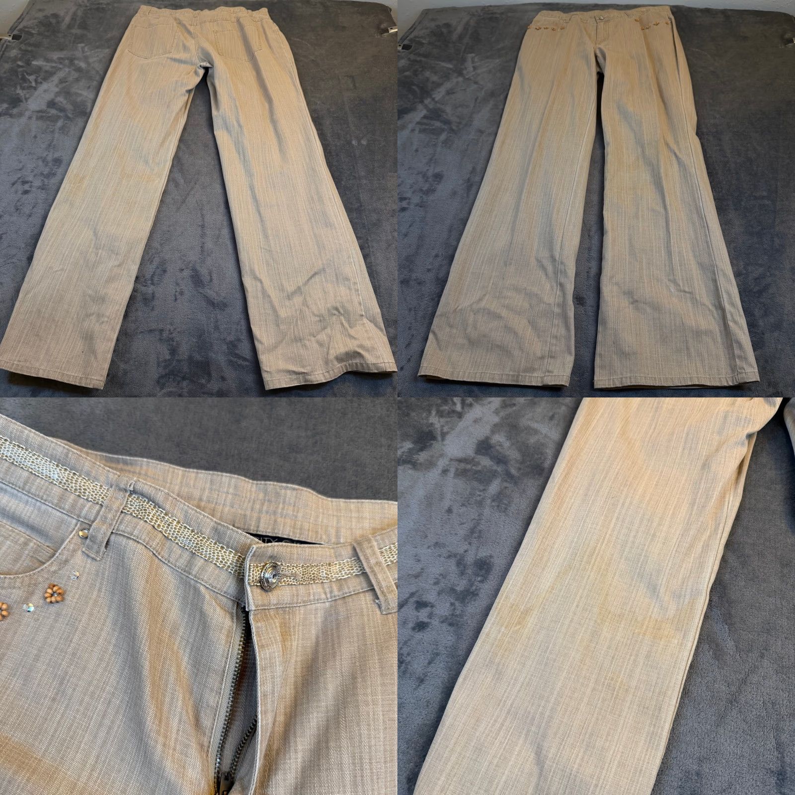 Vintage VINTAGE City Girl Nancy Bolen Tan Beaded Denim Jacket and Pants Set Womens Size Large Size 36" / US 14 / IT 50 - 8 Thumbnail