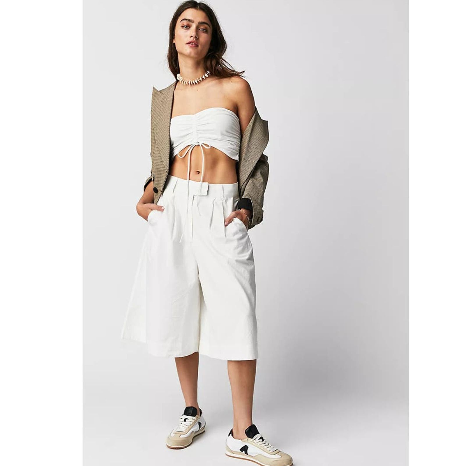 Free People New FREE PEOPLE Minnie Set $148 SZ 10 Longline Shorts/Top Size 32" / US 10 / IT 46 - 1 Thumbnail