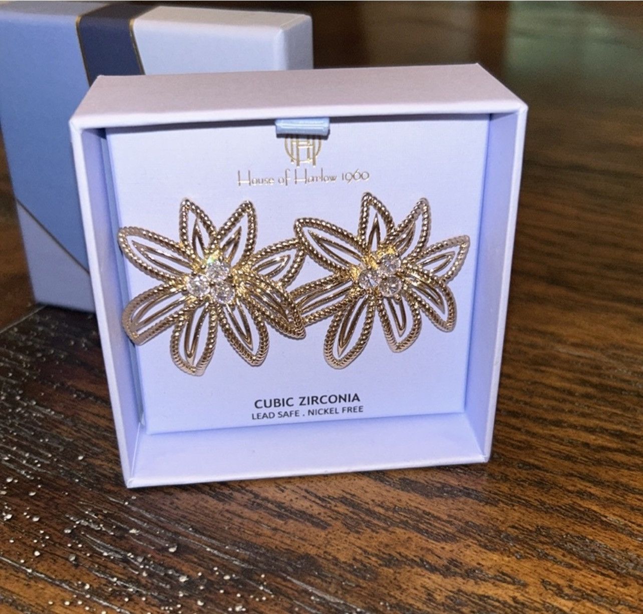 House of Harlow House Of Harlow 1960 Golden Studded Floral Crystal Earrings Size ONE SIZE - 4 Thumbnail