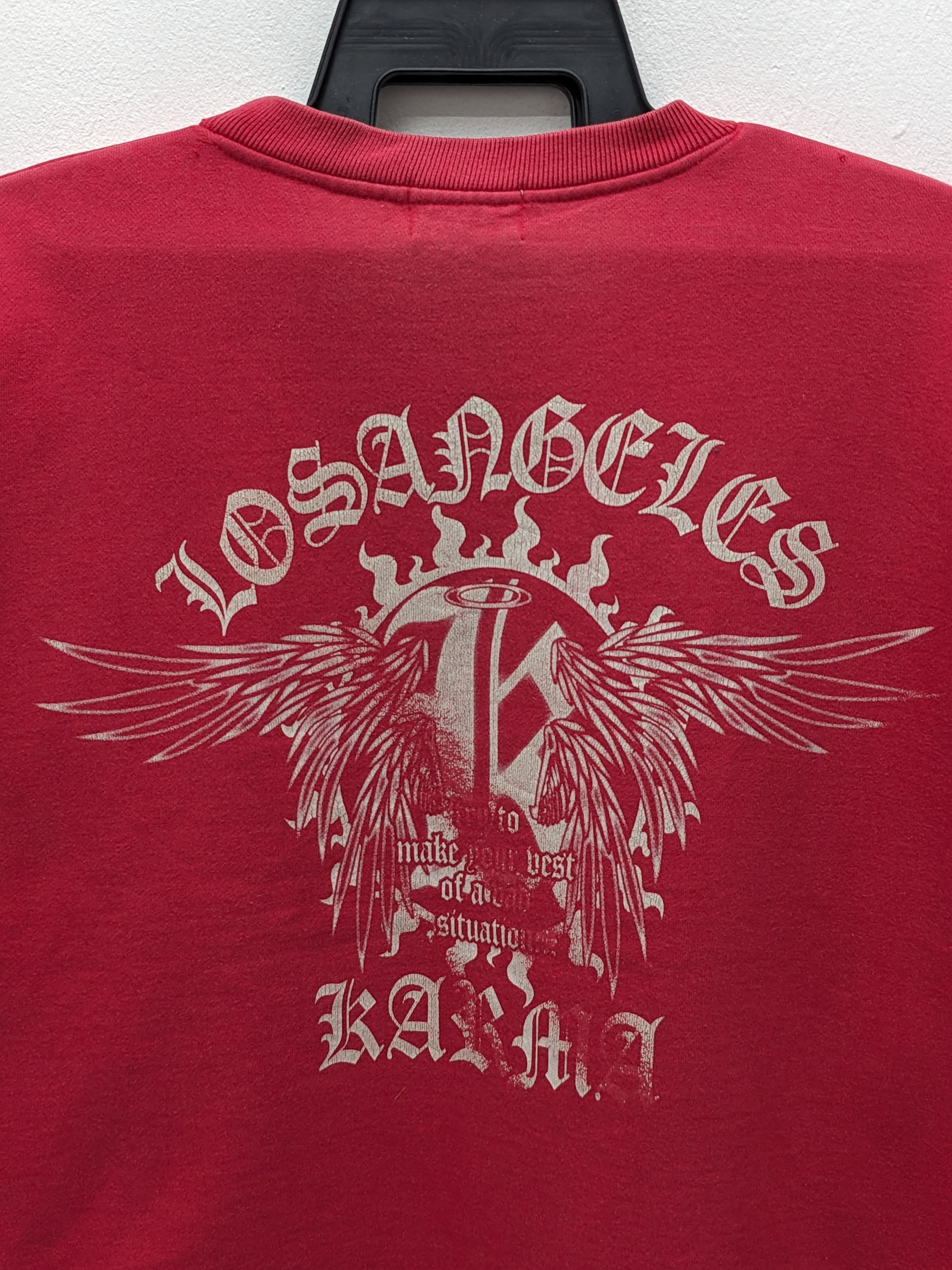 Japanese Brand Vintage 90s Karma Los Angeles Gothic Graphic Sweatshirt Size US L / EU 52-54 / 3 - 4 Thumbnail