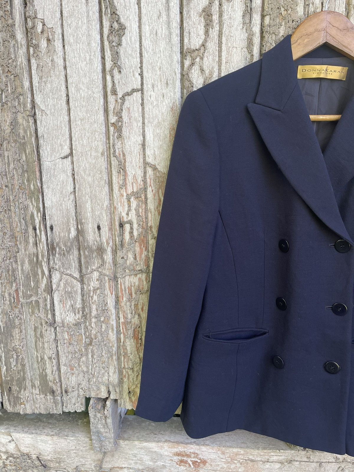 Designer Donna Karan Signature Navy Double-Breasted Blazer Size XS / US 0-2 / IT 36-38 - 4 Thumbnail