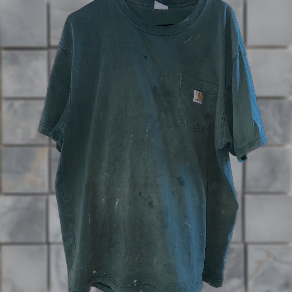 Carhartt VINTAGE Carhartt Shirt Mens L Green Distressed T-Shirt Size US L / EU 52-54 / 3 - 1 Thumbnail