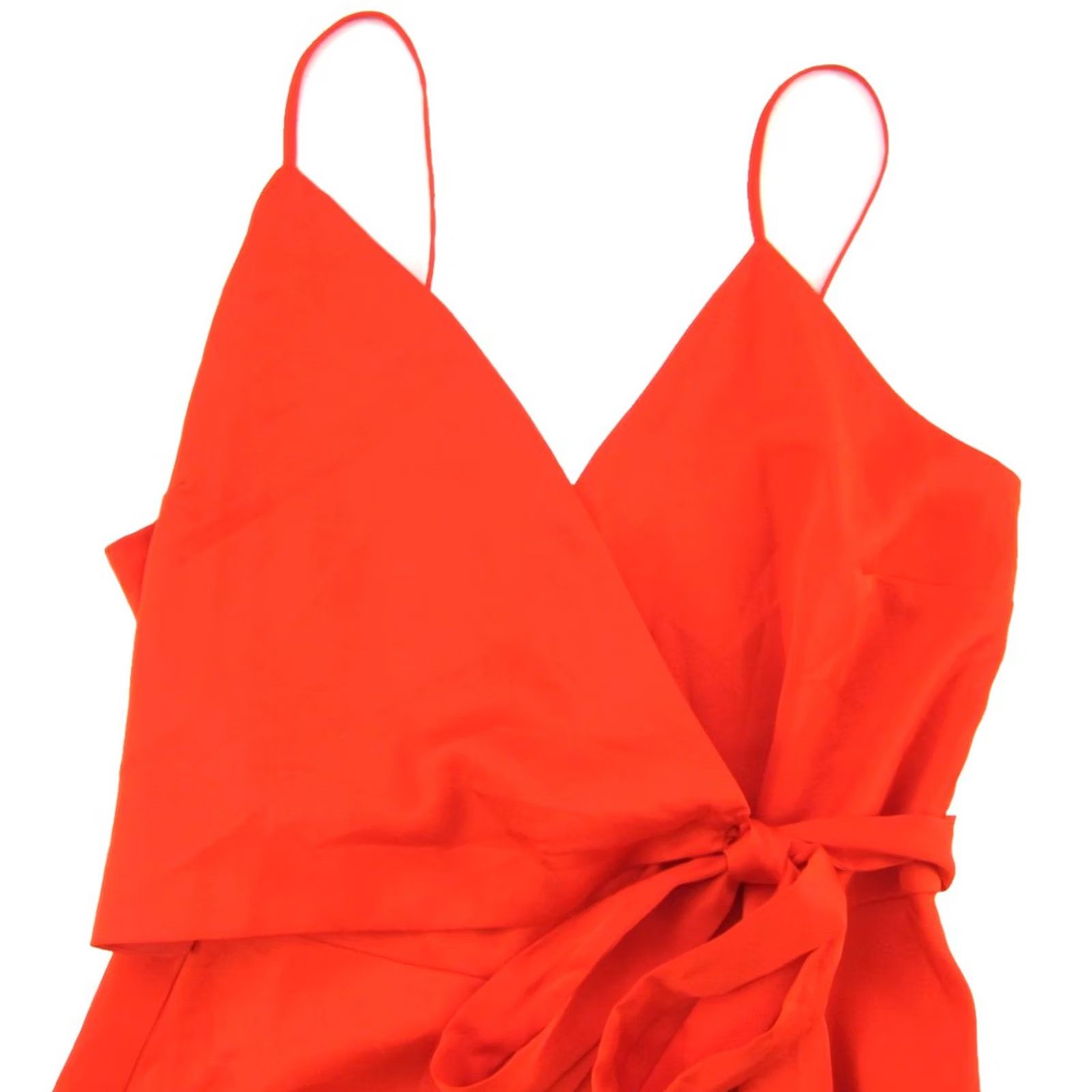 Vintage WAYF Bright Orange V-Neck Spaghetti Strap Wrap Tie Short Slip Sun Dress Medium Size 32" / US 10 / IT 46 - 4 Thumbnail