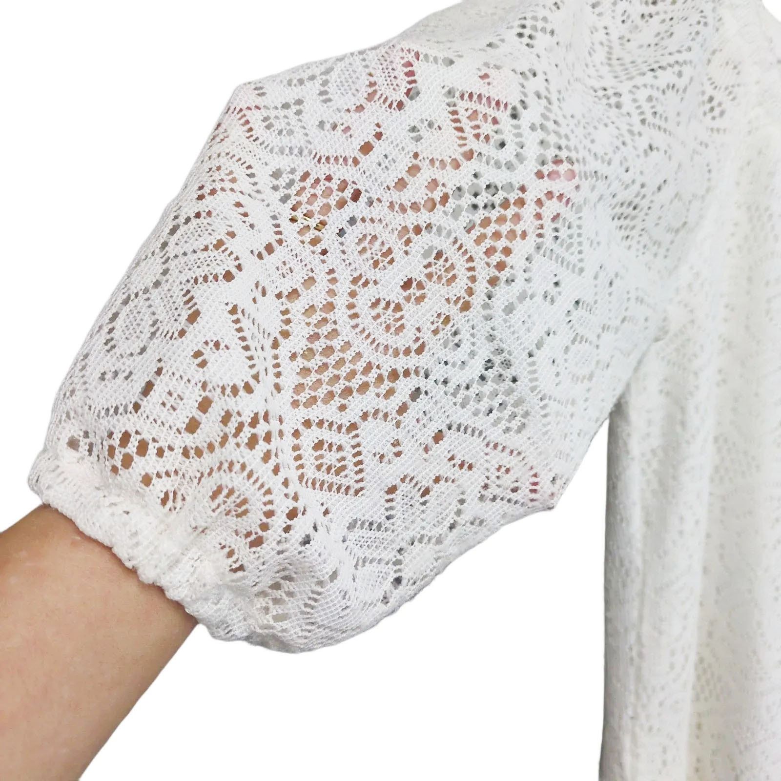 Other Heart Soul Women's M White Lace Dress w/ Braided Belt Size M / US 6-8 / IT 42-44 - 4 Thumbnail