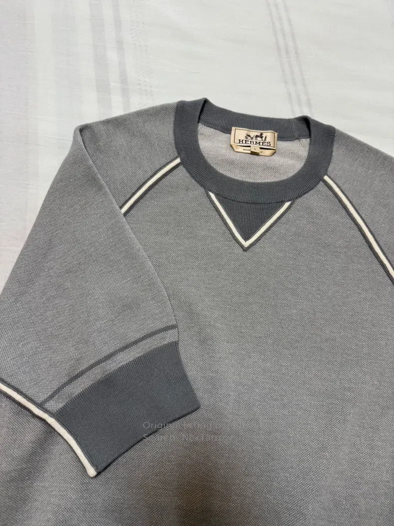 Hermes Hermes Cashmere short-sleeve raglan sleeve 60% Cashmere+40 Size US L / EU 52-54 / 3 - 8 Thumbnail