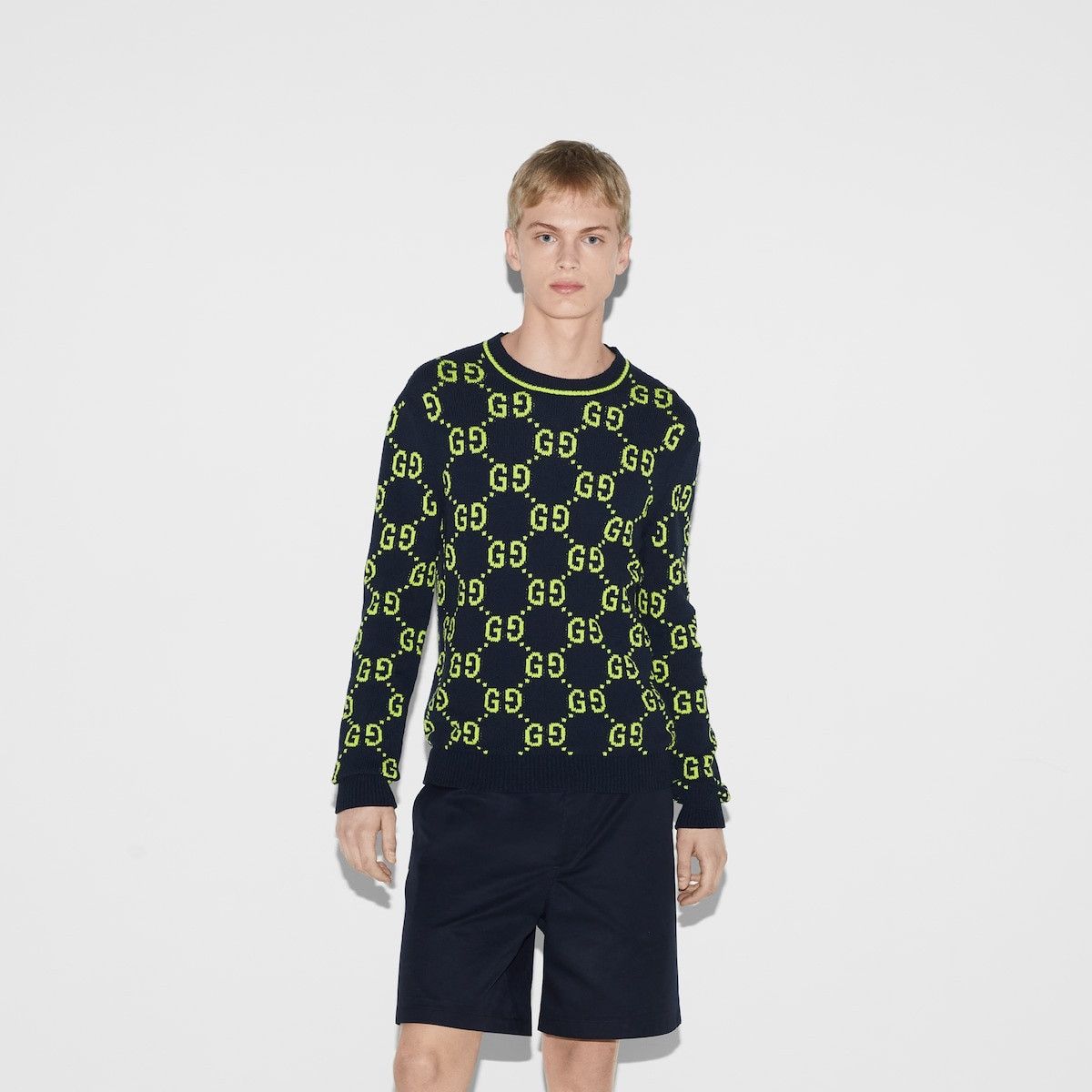 Gucci o1loc1c0925 GG Cotton Jacquard Crewneck Sweater Multicolor Size US XXL / EU 58 / 5 - 3 Thumbnail
