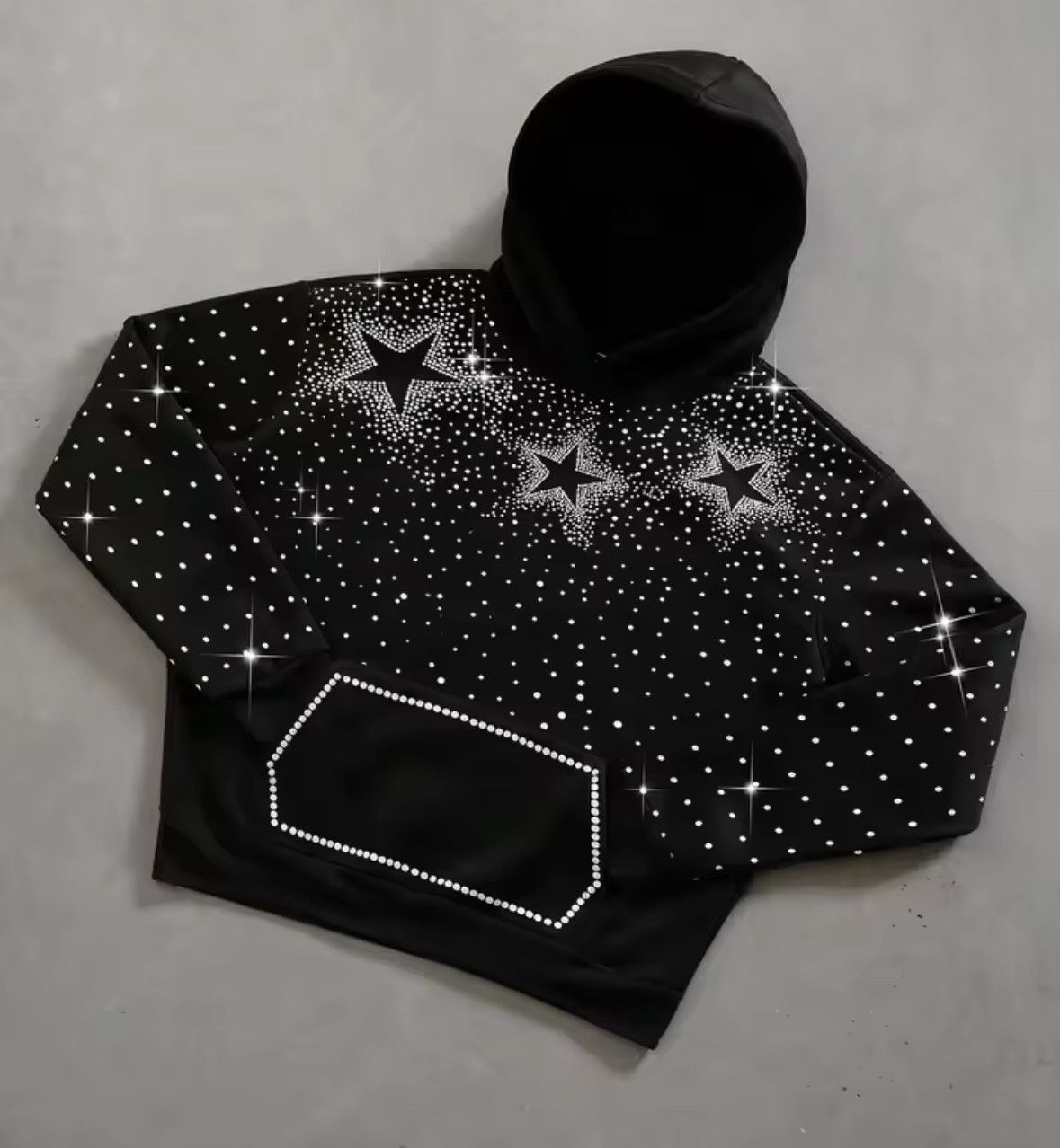 Other Fashion Punk Y2K Grunge Star Embroidered Sequins Hoodies Size US L / EU 52-54 / 3 - 2 Thumbnail