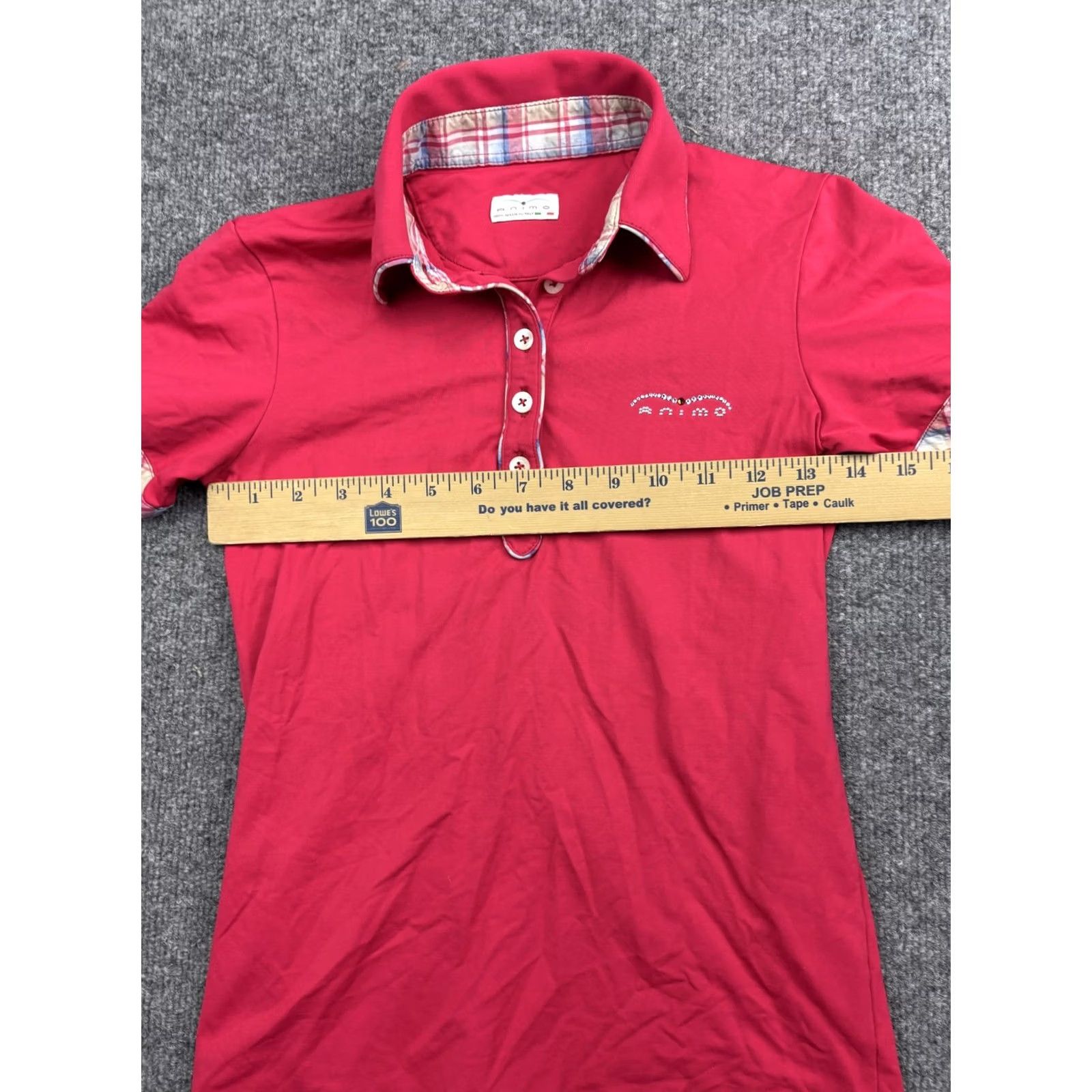 Vintage VINTAGE Animo Polo Shirt Womens XS Red Plaid Trim Rhinestone Logo Made Italy Size S / US 4 / IT 40 - 5 Thumbnail