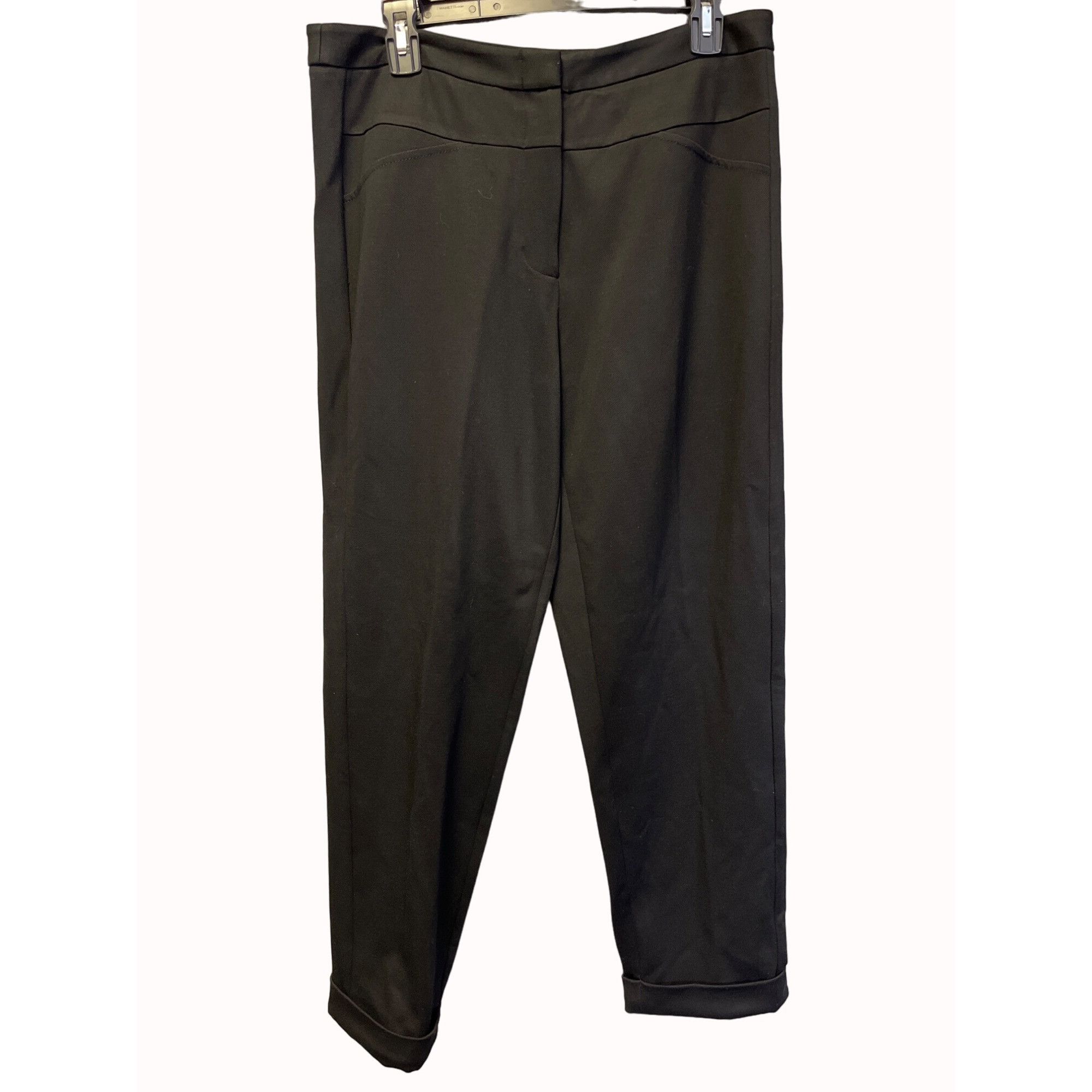 Halston Halston Women's Black Cuffed Pants/Slim Fit Sz 12 SKU 5327 Size 34" / US 12 / IT 48 - 1 Thumbnail