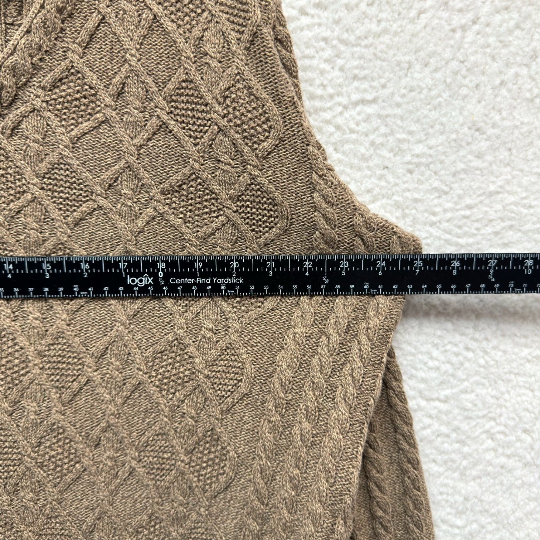 Vintage VINTAGE 80s 90s Sweater Long Elegant Legs Cable Knit V-Neck Fisherman Tan Beige Womens XL Casual Mens? (Note: remove confusion) Size XL / US 12-14 / IT 48-50 - 4 Thumbnail