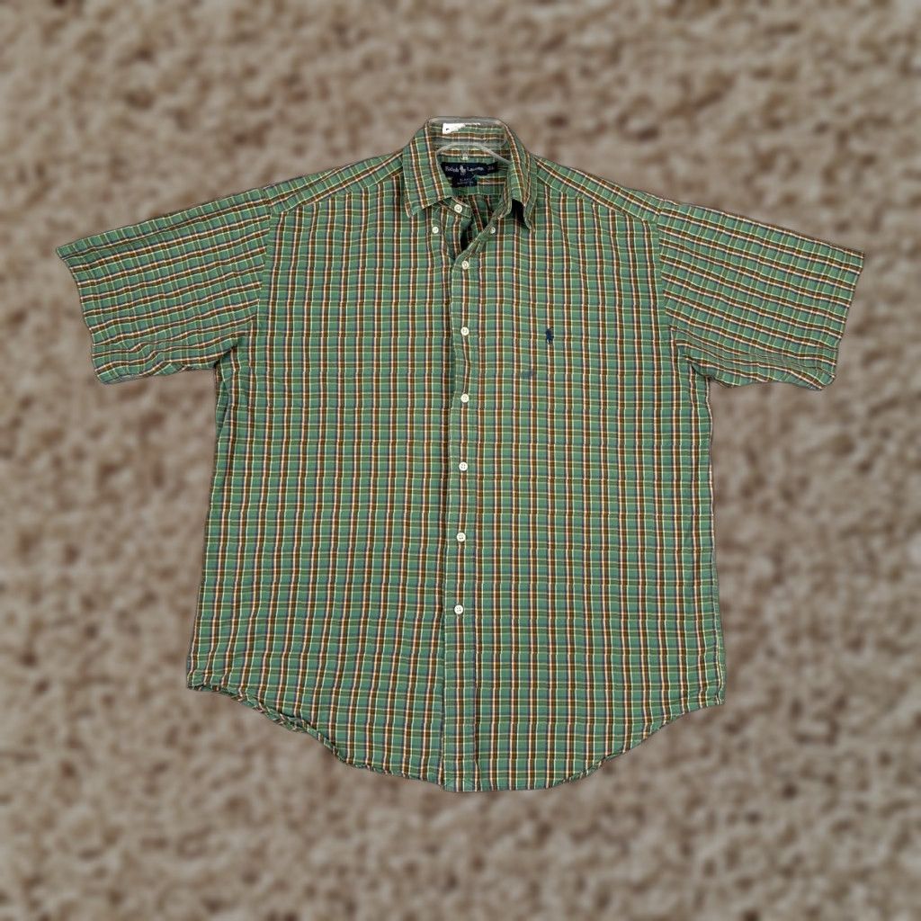 Ralph Lauren VINTAGE Ralph Lauren Shirt Men Large Green Plaid Button Blake Short Sleeve Size US L / EU 52-54 / 3 - 1 Thumbnail