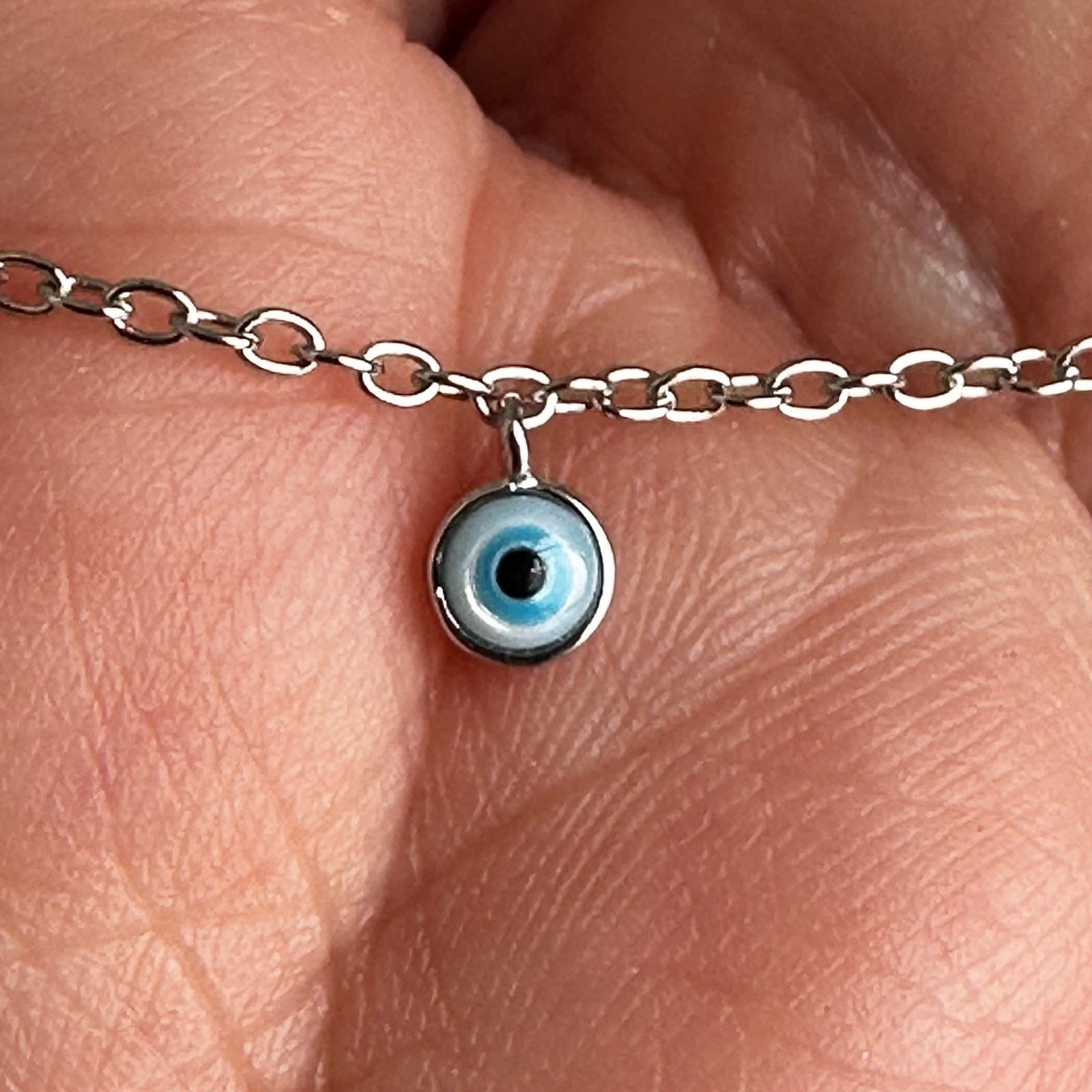 The Unbranded Brand Sterling Silver Evil Eye Dainty Anklet Size ONE SIZE - 4 Thumbnail