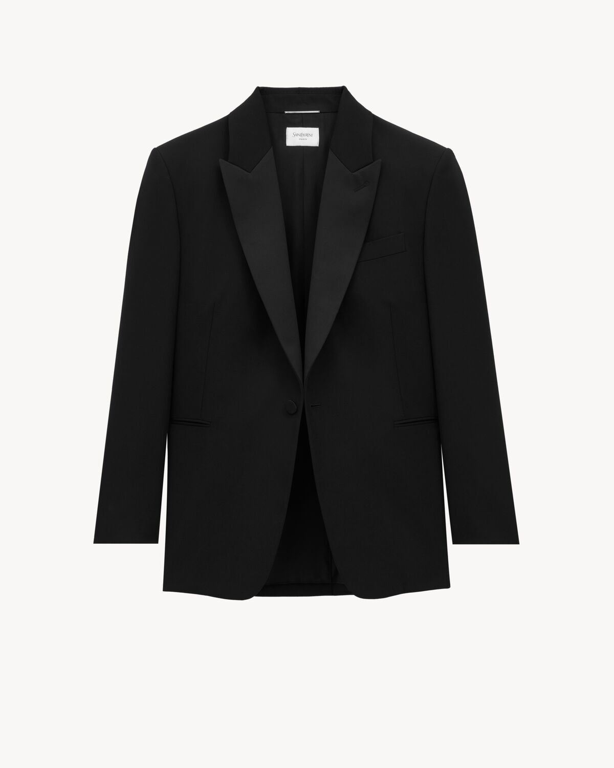 Saint Laurent Paris oc11z0126 821985 Tuxedo Jacket in Grain De Poudre in Black Size US M / EU 48-50 / 2 - 2 Thumbnail
