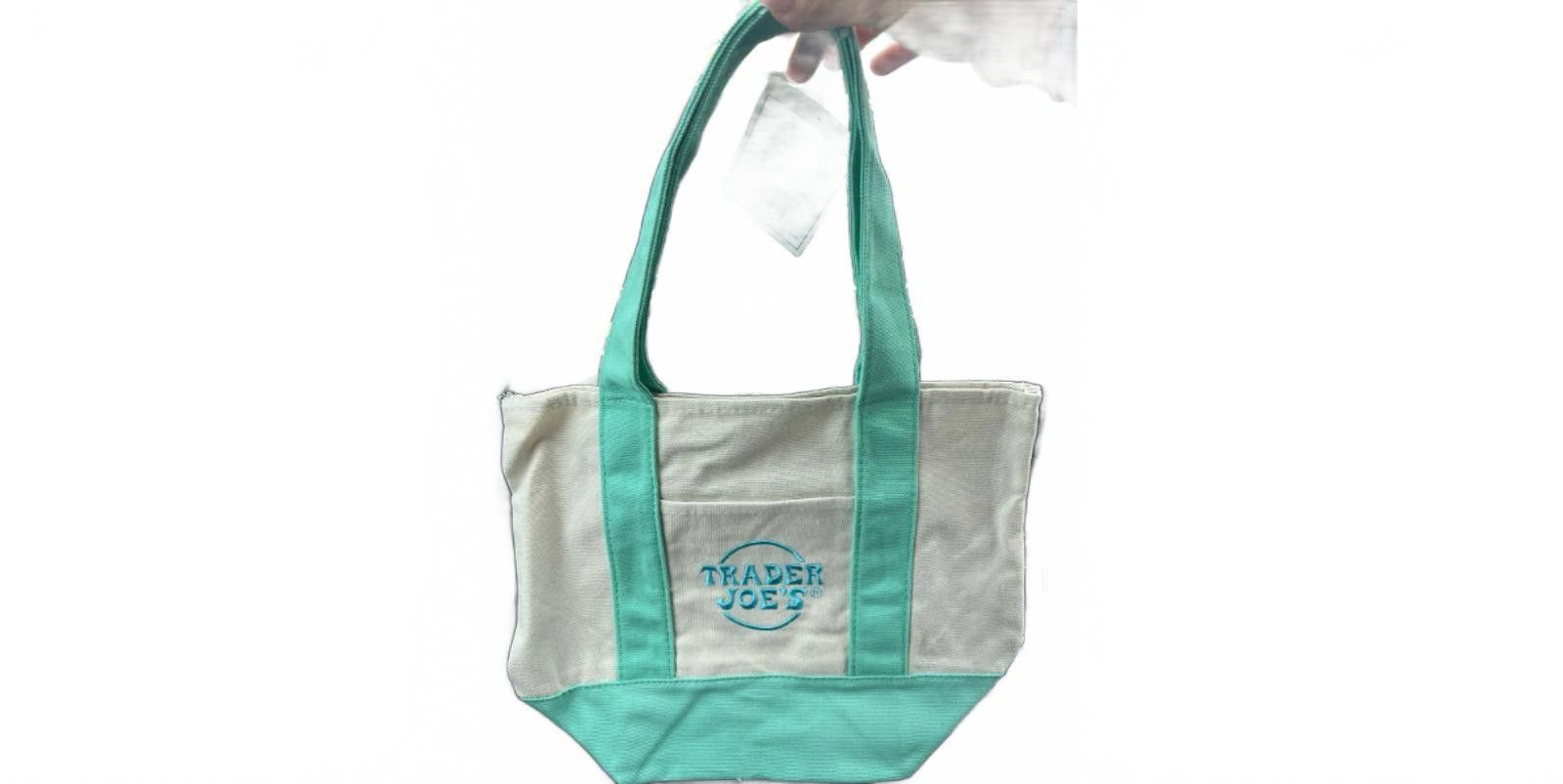 Other Trader Joes Mini Pastel Canvas Tote Bag green NEW Size ONE SIZE - 1 Preview