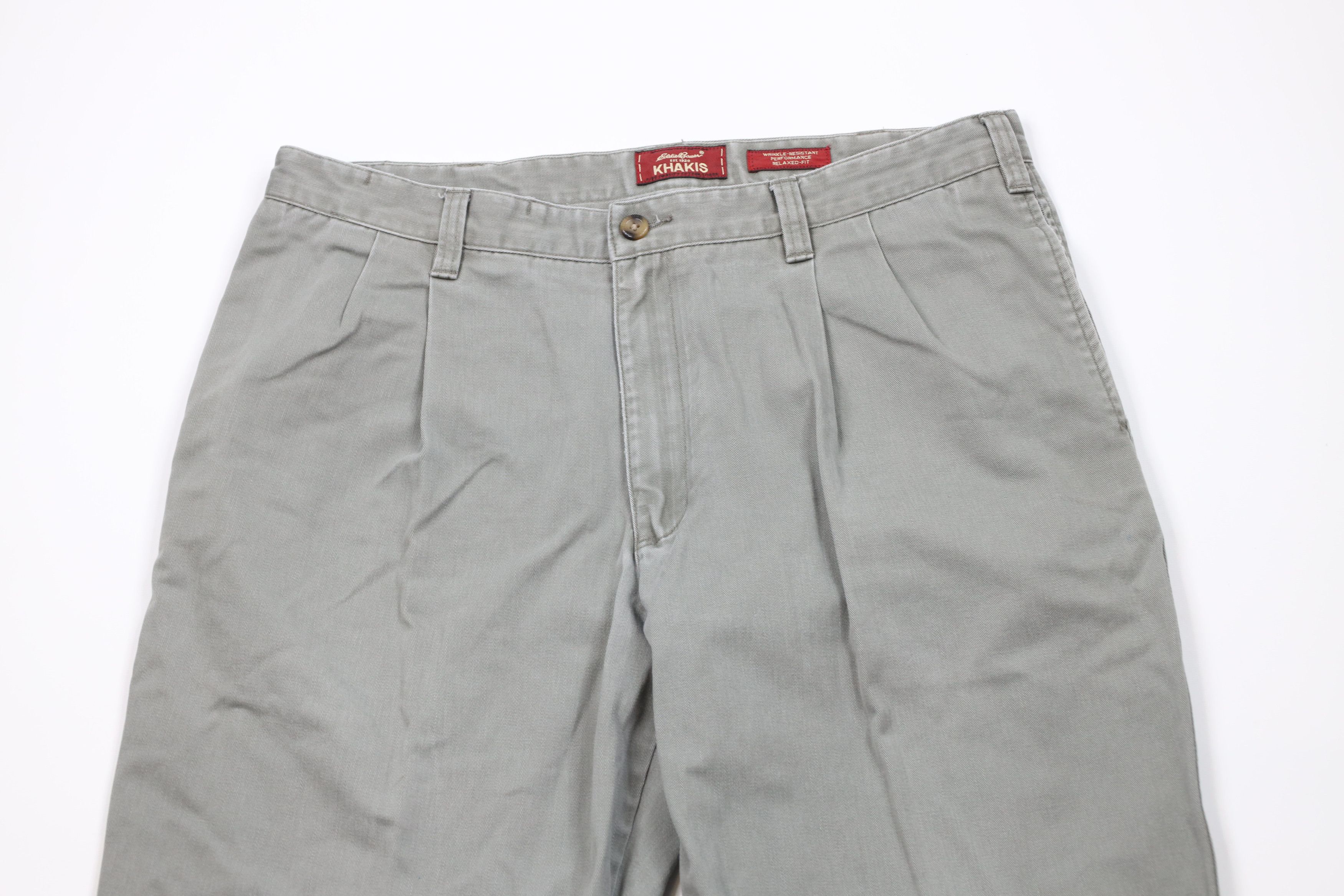 Eddie Bauer Vintage 90s Eddie Bauer Fit Pleated Wide Leg Chino Pants Size US 38 / EU 54 - 2 Thumbnail