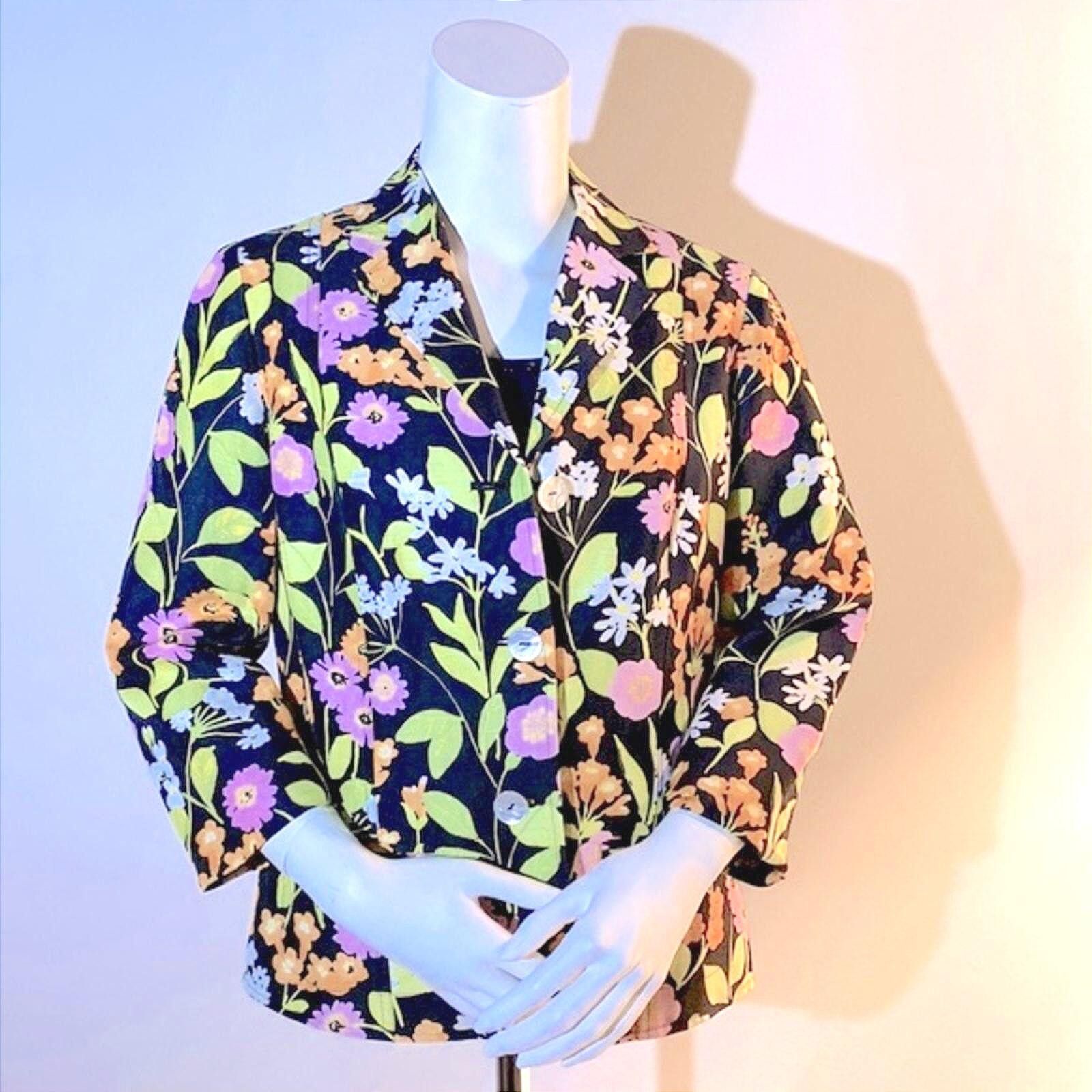 Other Vintage Sigrid Olsen Floral Linen Blend Blazer Size 4 Size S / US 4 / IT 40 - 9 Thumbnail