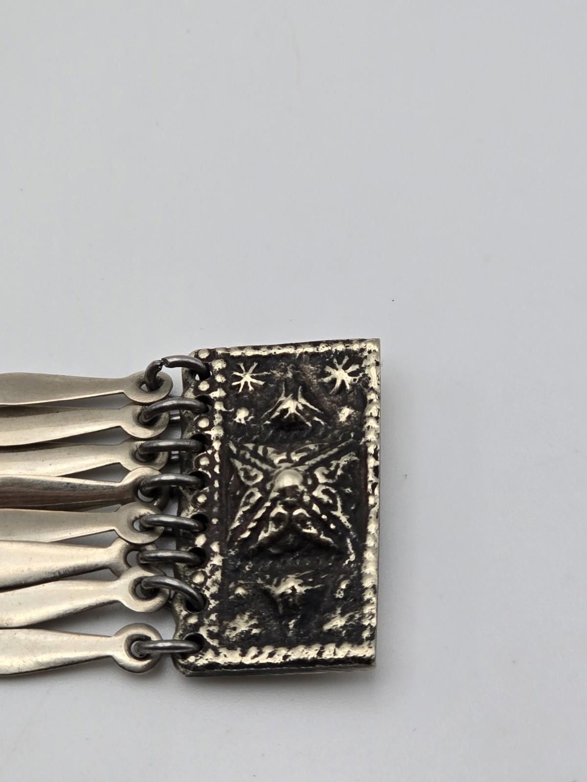Other Vintage Taxco Sterling Aztec 4 Panel Feather Link Bracelet Size ONE SIZE - 7 Thumbnail