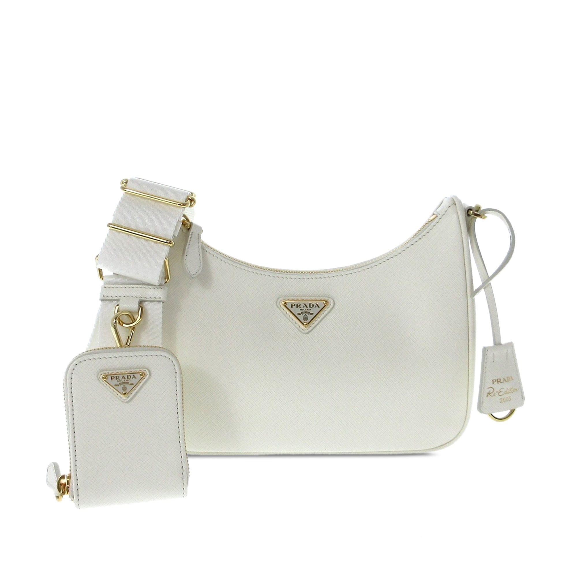 image of Prada Saffiano Lux Re Edition 2005 Satchel in White, Women's