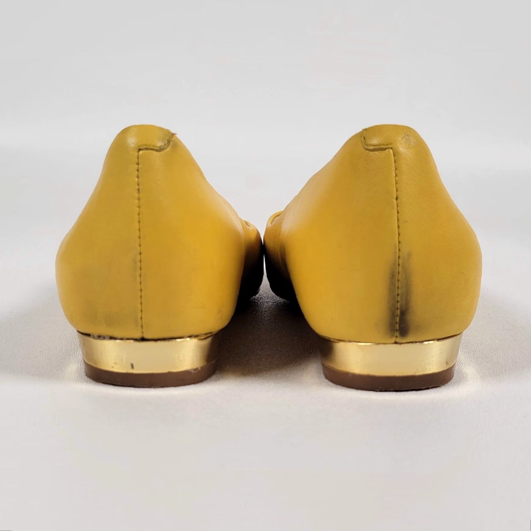 Cole Haan VINTAGE Cole Haan Womens Flat Peep Toe Leather Slip On Yellow 5.5 B Leather Lining Breathable Comfort Lightweight 80s City Metal Size M / US 6-8 / IT 42-44 - 6 Thumbnail