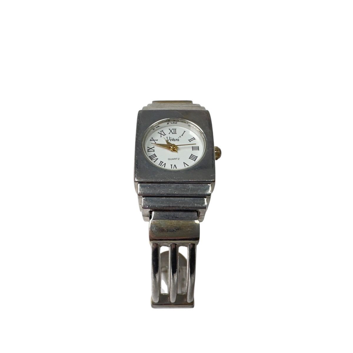 Vintage Vivani Quartz Hinged Cuff Wristwatch Silver Roman Analog VTG Size ONE SIZE - 4 Thumbnail
