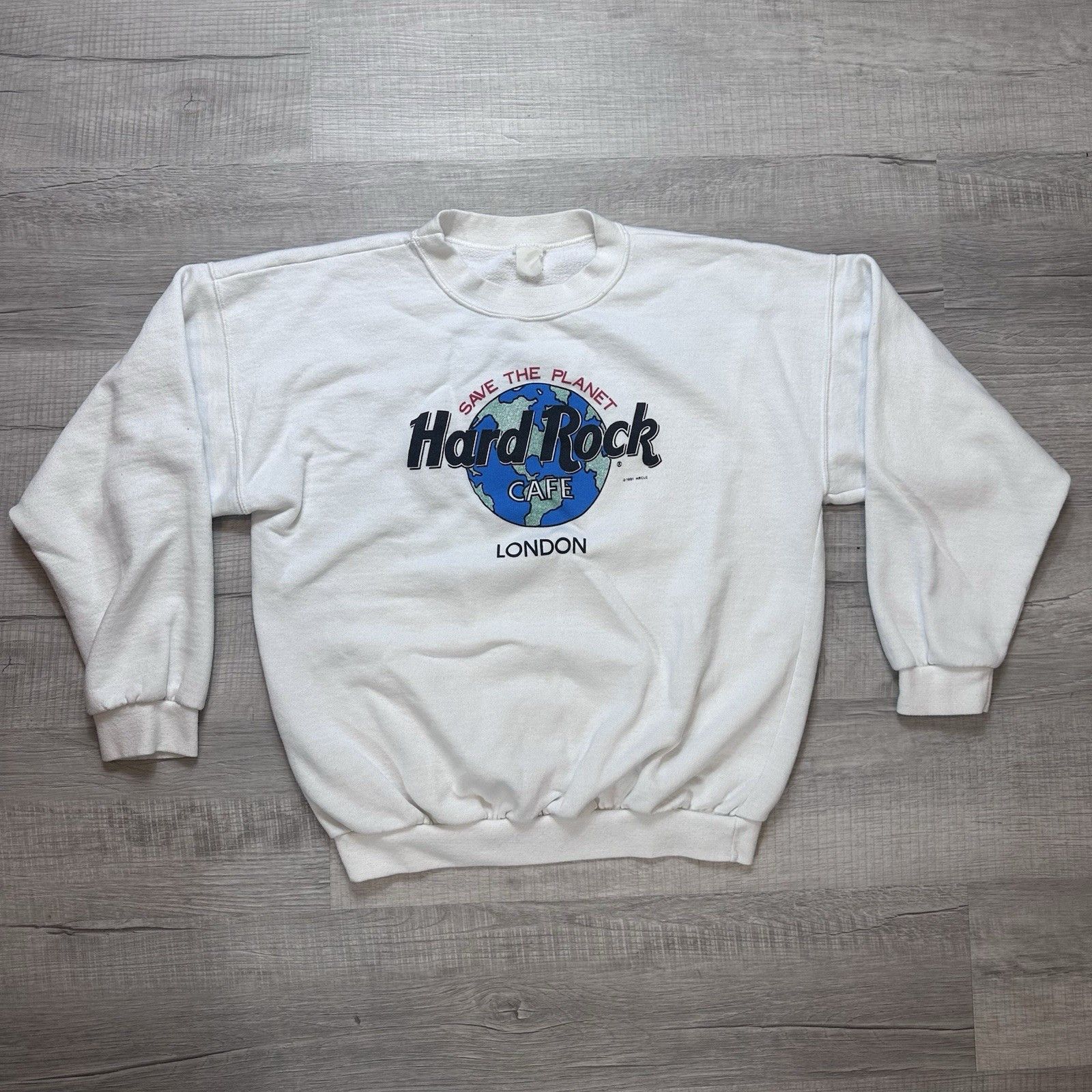 Hard Rock Cafe Vintage 90s Hard Rock Cafe London Save The Planet Sweatshirt Size US M / EU 48-50 / 2 - 1 Thumbnail