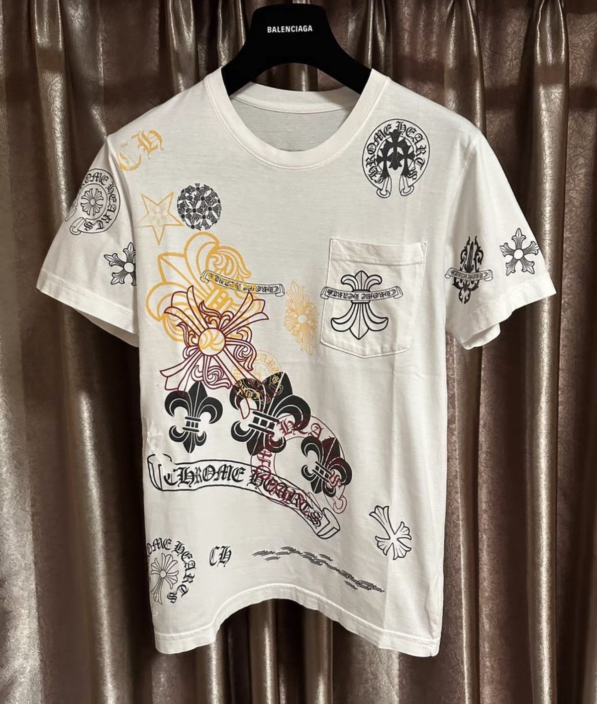 Chrome Hearts Chrome Hearts (Crooked Heart) Full Print Logo Short Sleeve Size US S / EU 44-46 / 1 - 1 Thumbnail