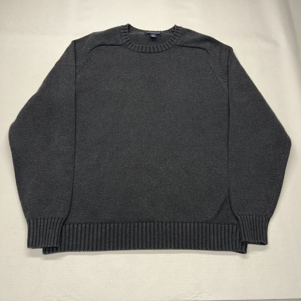 Lands' End × Vintage VTG Lands End Sweater Grey Heavy Pullover Knit Japan Made Size US L / EU 52-54 / 3 - 1 Thumbnail