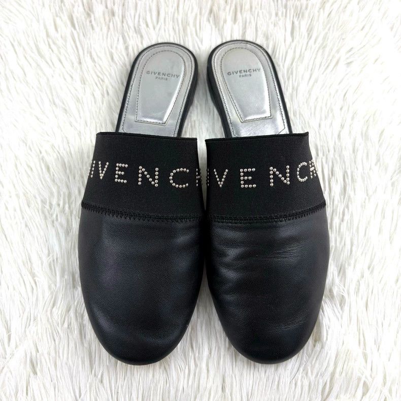 Givenchy Givenchy Black Lamb Leather Slippers Size US 5.5 / EU 38 - 2 Thumbnail