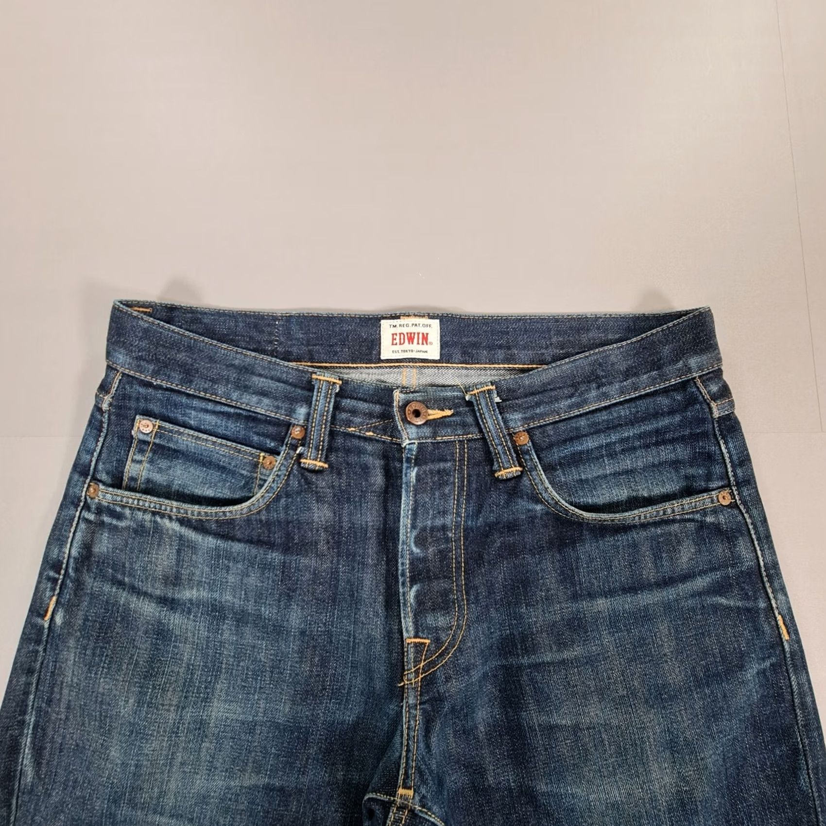 Edwin Edwin ED-55 Selvedge Jeans Mens W32 L26 Blue Relaxed Tapered Denim Jeans Mens Blue Denim Selvedge 5-Pocket Mens Jeans Size US 32 / EU 48 - 3 Thumbnail