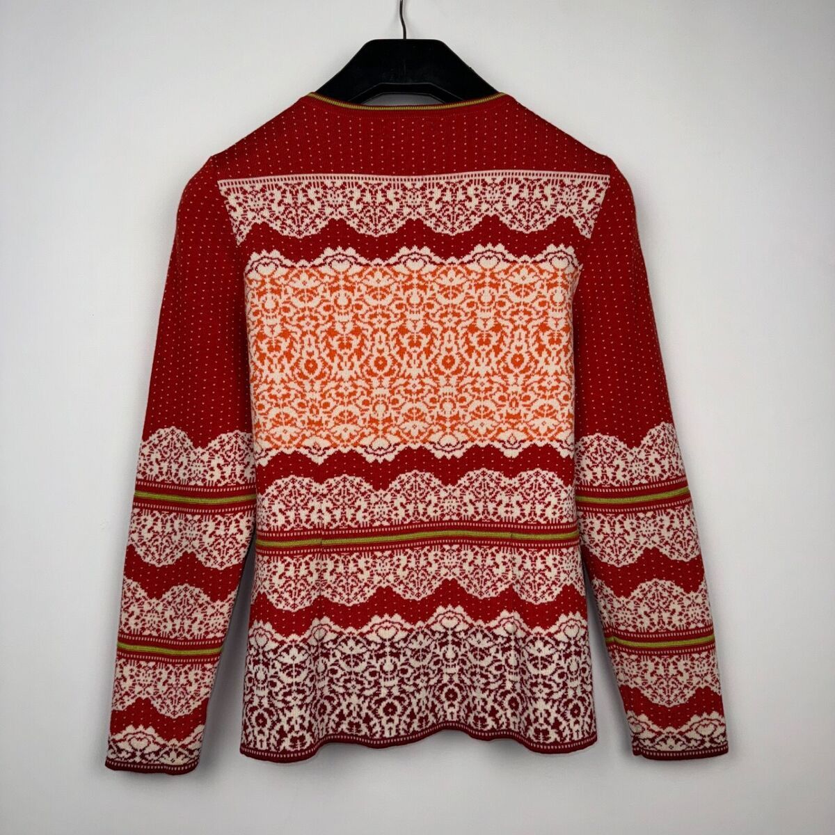 Aran Isles Knitwear OLEANA NORWAY MERINO WOOL SILK FLORAL CARDIGAN SWEATER Size S / US 4 / IT 40 - 2 Thumbnail