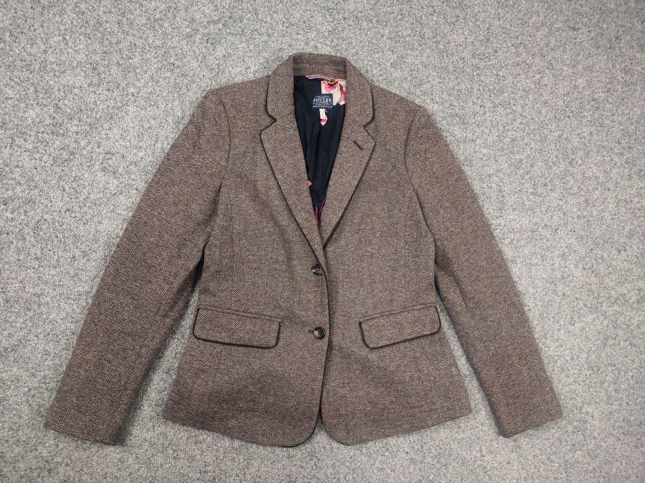 Harris Tweed Joules Agatha Ladies Tweed Brown Blazer Herringbone Jacket Size M / US 6-8 / IT 42-44 - 2 Thumbnail
