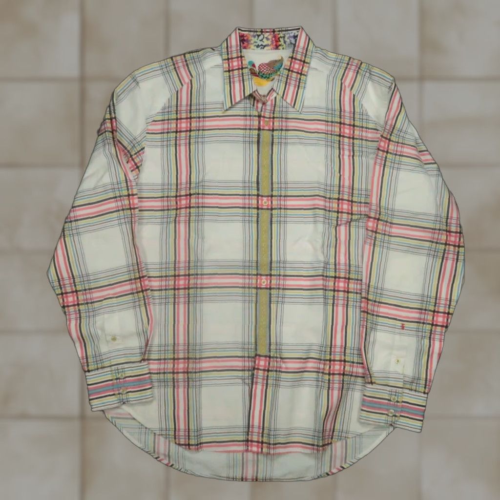 Robert Graham VINTAGE Robert Graham Shirt Mens XL White Plaid Long Sleeve Button-Up with Pink Accents Size US XL / EU 56 / 4 - 1 Thumbnail