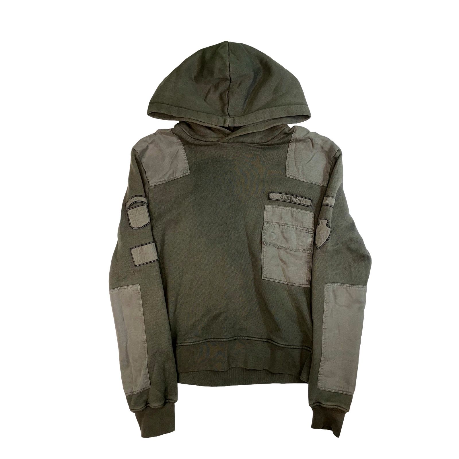Amiri Amiri Military Patchwork Olive Hoodie Size US S / EU 44-46 / 1 - 1 Thumbnail