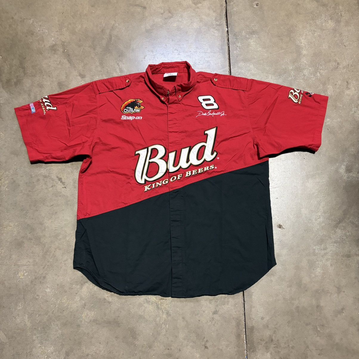 Chase Authentics Vintage Dale Earnhardt Bud NASCAR Pit Crew Racing Shirt 90s Size US XL / EU 56 / 4 - 1 Thumbnail