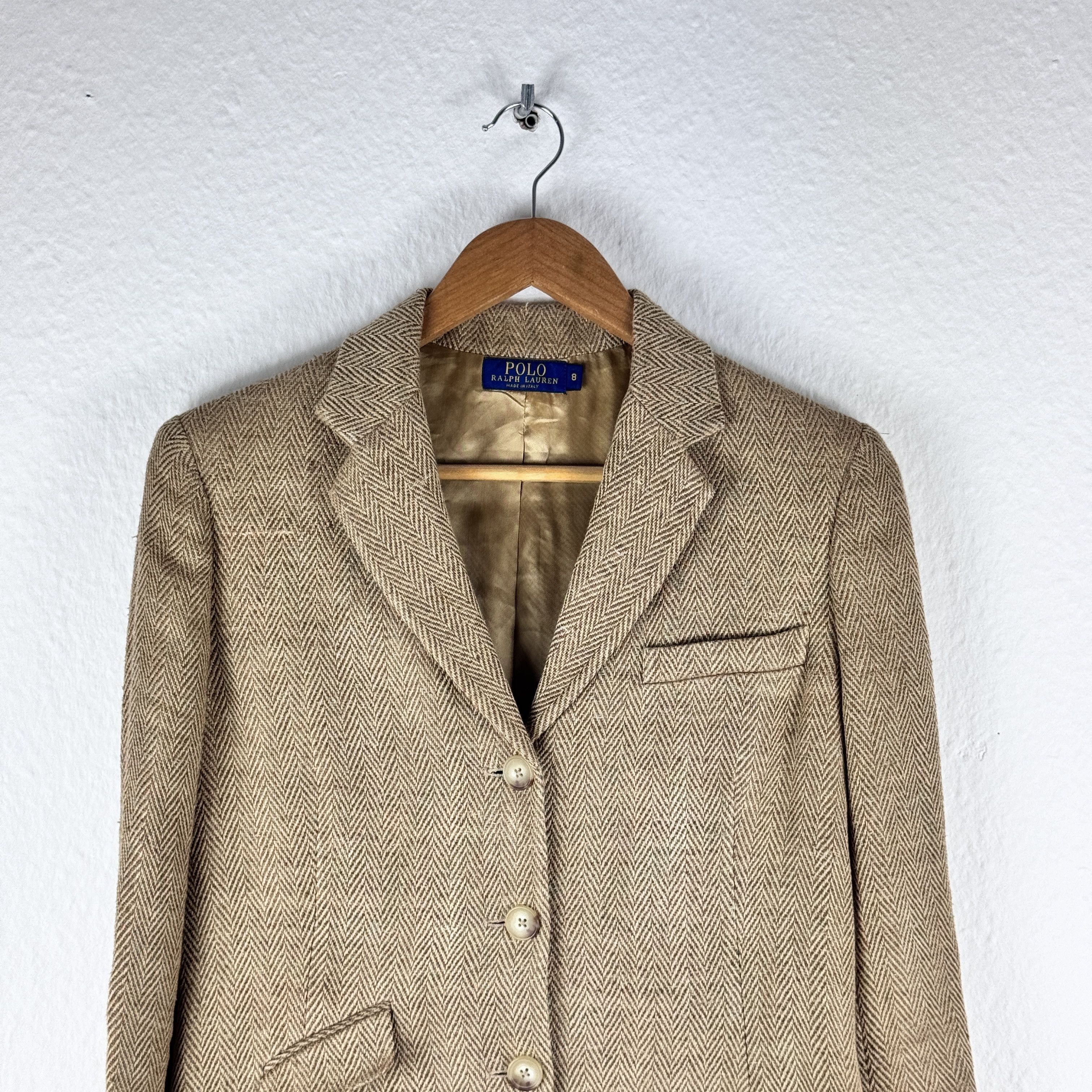Polo Ralph Lauren Women`s Polo Ralph Lauren Linen Silk Herringbone Blazer Size M / US 6-8 / IT 42-44 - 5 Thumbnail