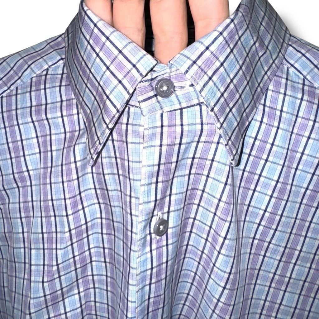 Ermenegildo Zegna Ermenegildo Zegna Purple & Blue Check Button Down Shirt Size Size US L / EU 52-54 / 3 - 4 Thumbnail