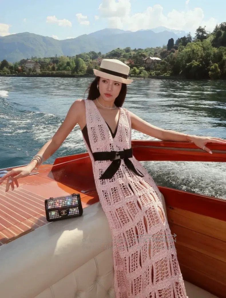 Chanel Chanel 25s pink hollow knitted bow belt dress Size XXS / US 00 / IT 34 - 8 Thumbnail