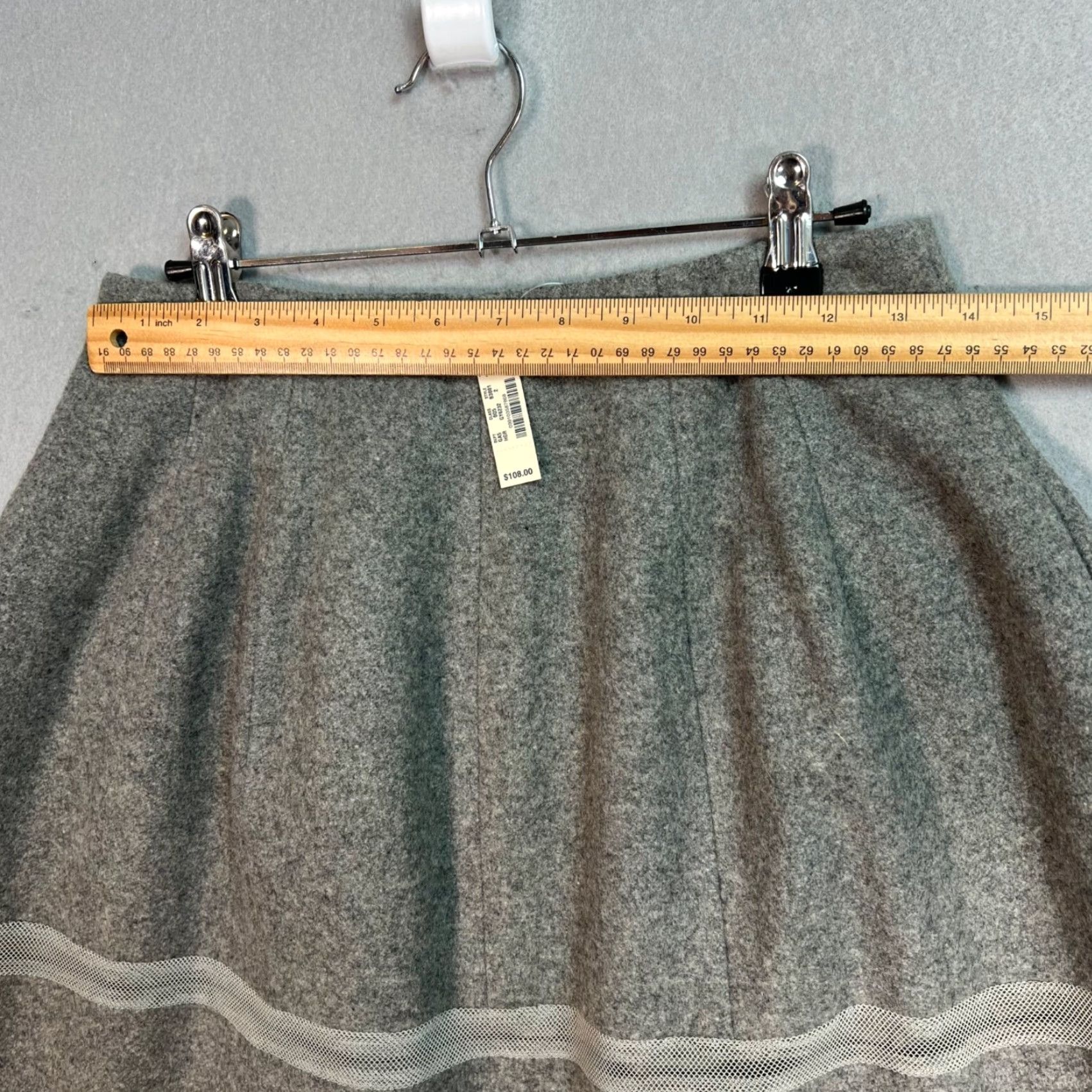 Madewell Madewell Gray Wool Blend Skirt With Sheer Stripe Mini, Size 2, Lined, NEW, Womens Size 26" / US 2 / IT 38 - 6 Thumbnail