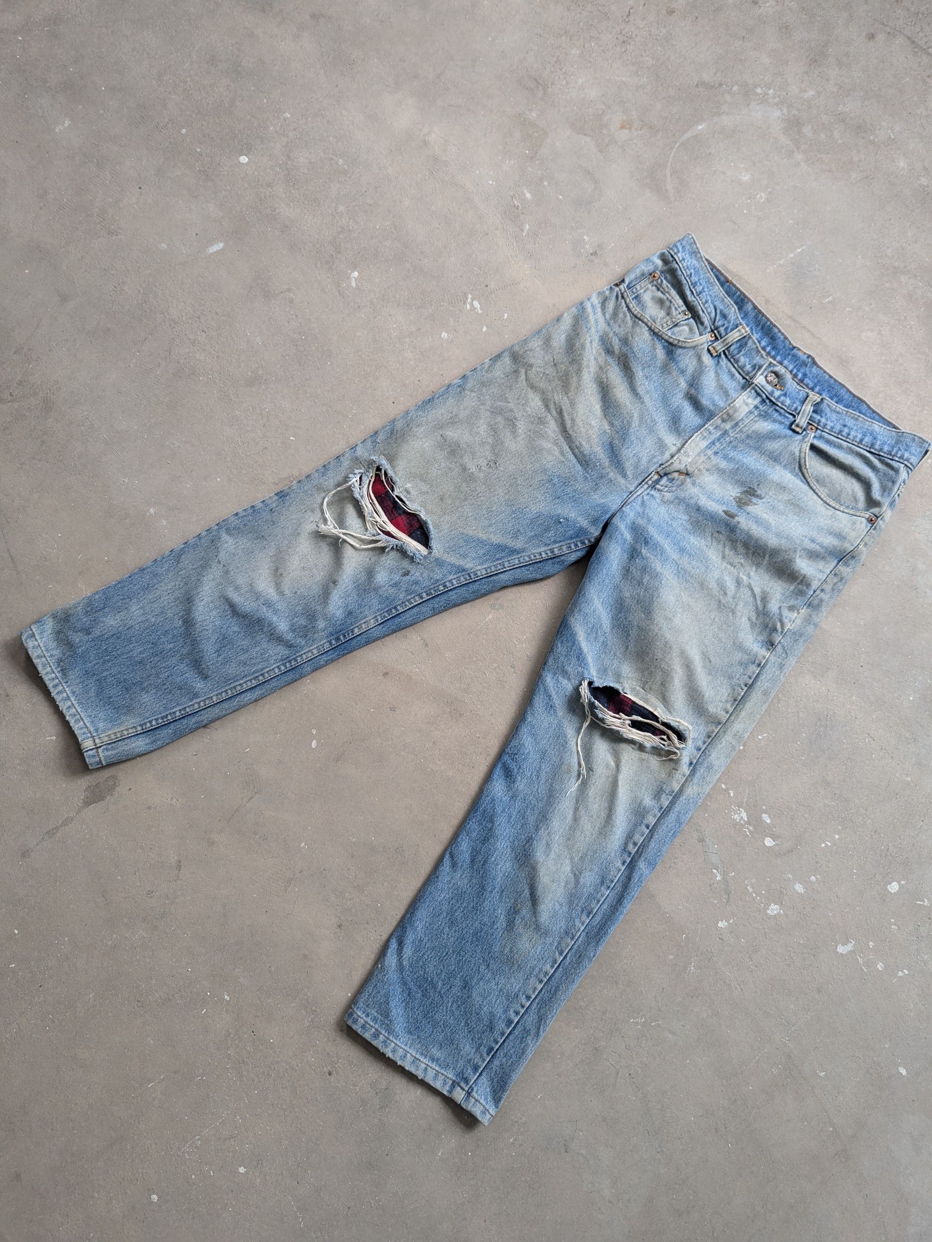 Levi's × Vintage Vintage Levis Denim Distressed Custom Patchwork Punk Style Size US 32 / EU 48 - 2 Thumbnail