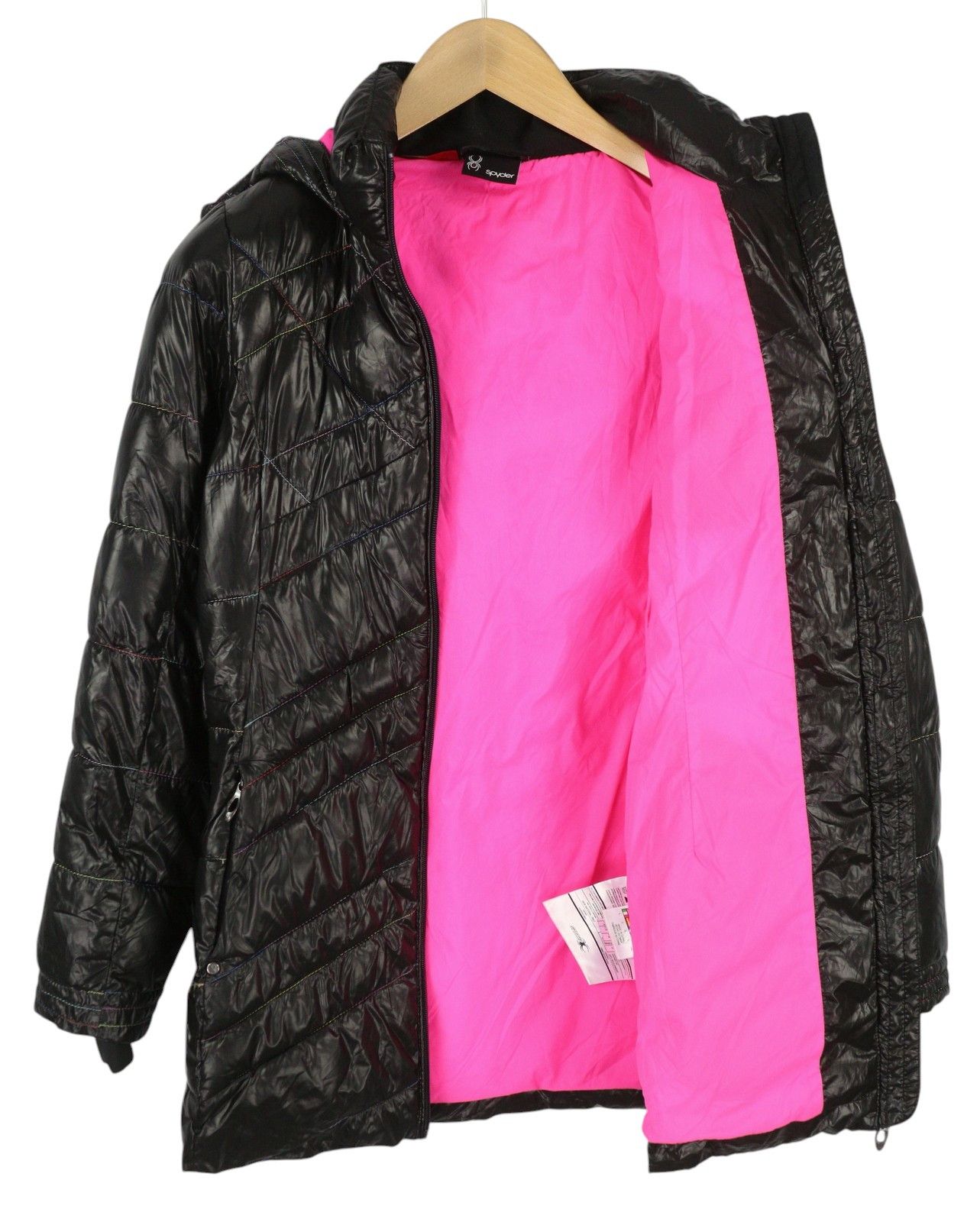 Spyder L Black Full Zip Insulated Quilted Hooded Mid-Length 86457 Size L / US 10 / IT 46 - 4 Thumbnail